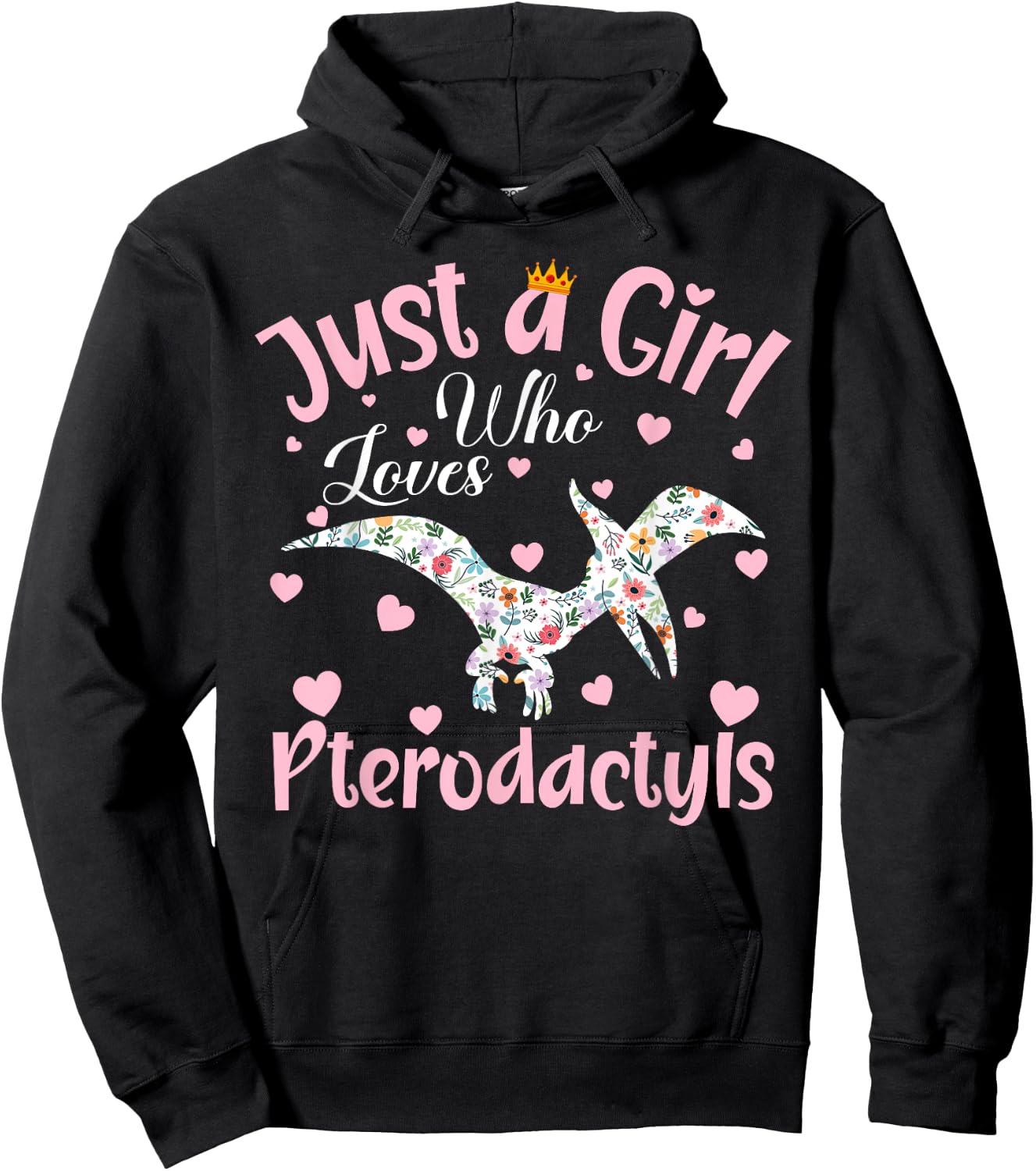 Just A Girl Who Loves Pterodactyls Dinosaur Bird Women Girls Hoodie - Hoodie | Black