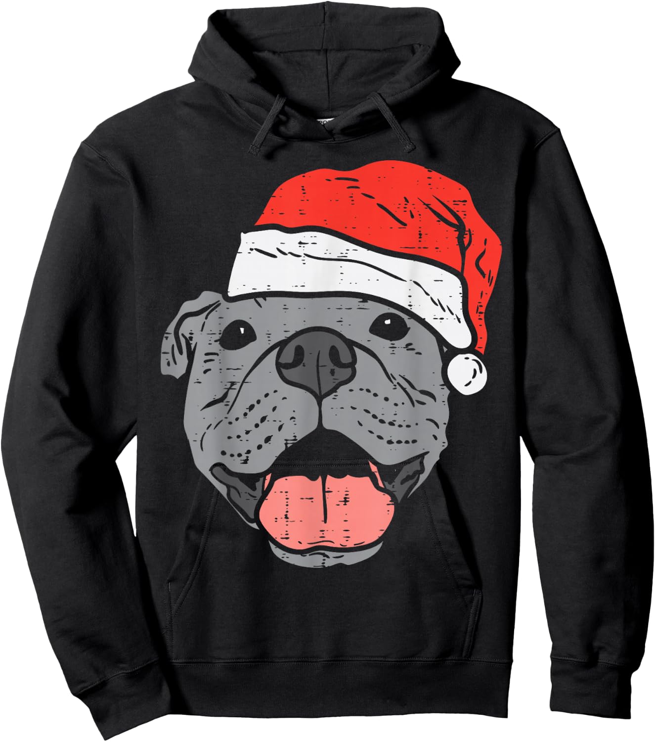 Santa Hat Pitbull Pit Christmas Xmas Pet Dog Lover Owner Hoodie - Hoodie | Black