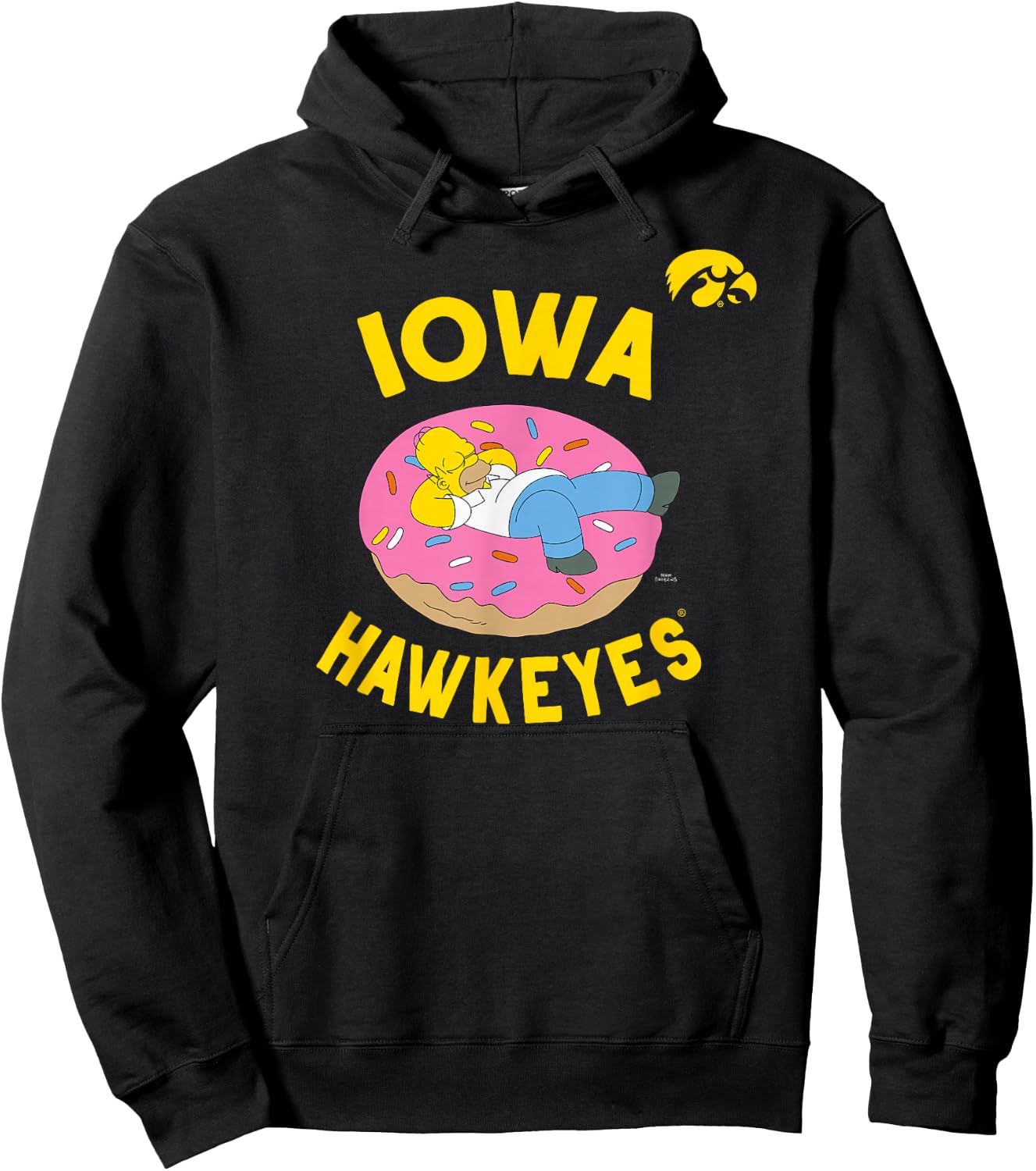 Iowa Hawkeyes Homer Simpson Donut Dark Gray Hoodie - Hoodie | Black