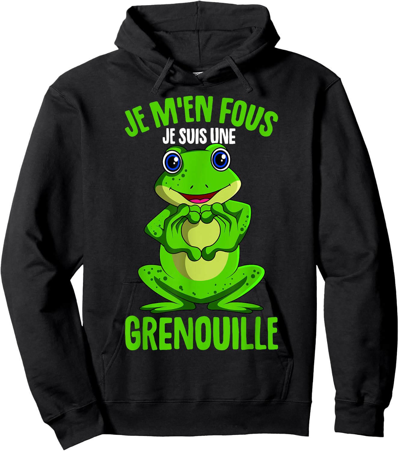 Je M'en Fous Je Suis Une Grenouille Woman Child , Black, S Hoodie - Hoodie | Black