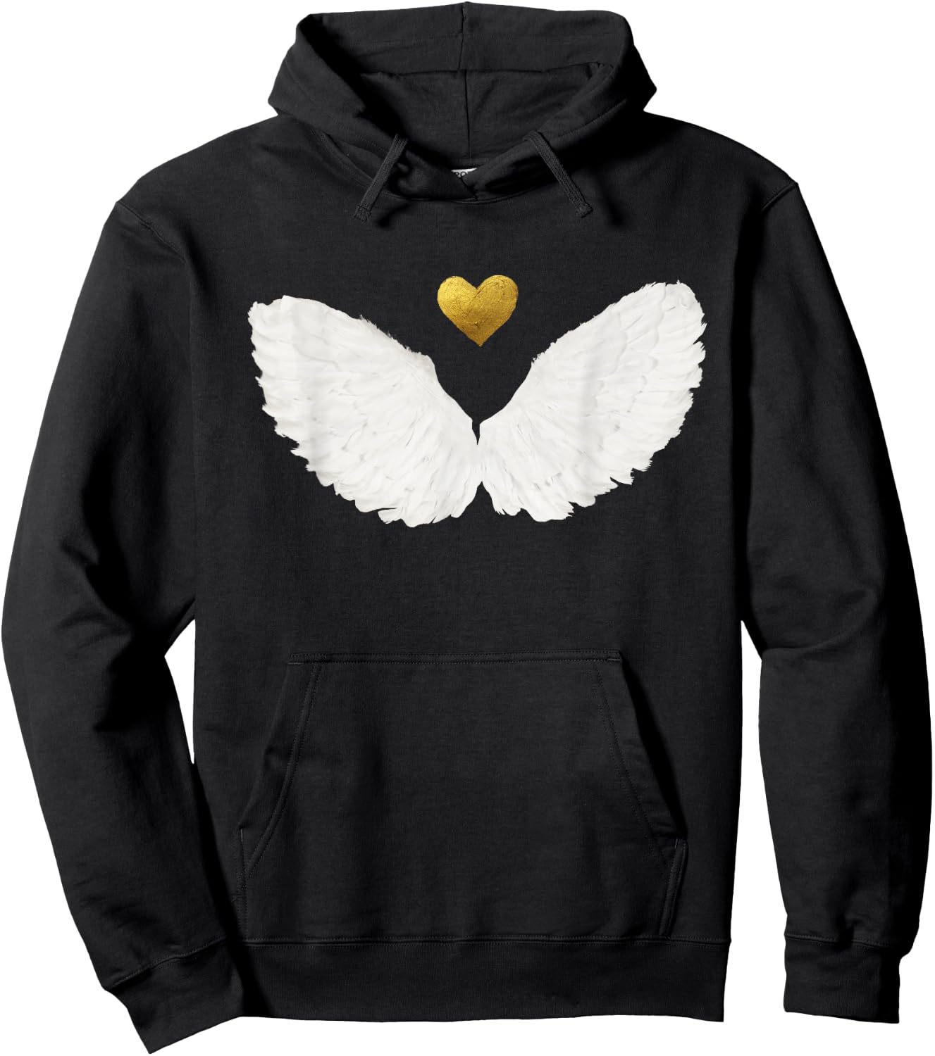 Angel wings gold heart Hoodie - Hoodie | Black