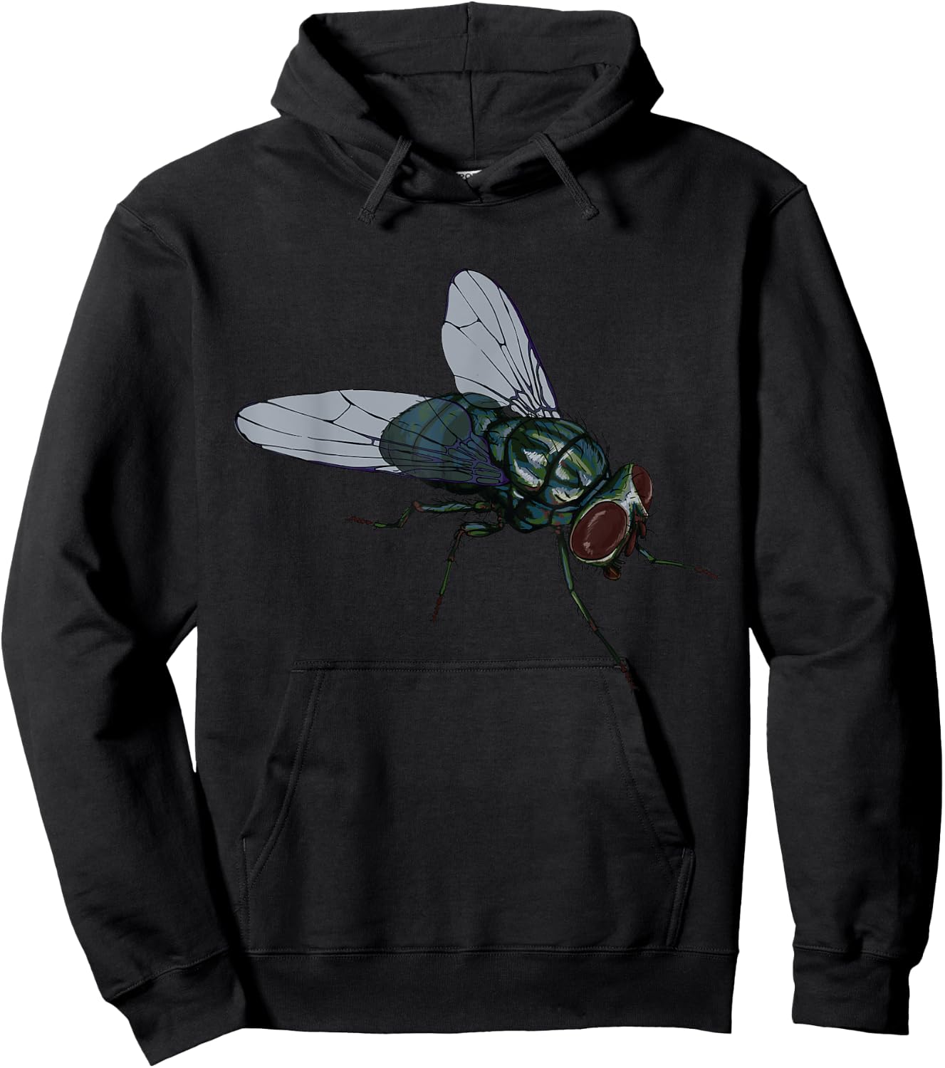 CRUDO Fly Common House Fly Insect -Adults & Kids Black Cotton 60%, Polyester 40% Short Sleeve Hoodie - Hoodie | Black