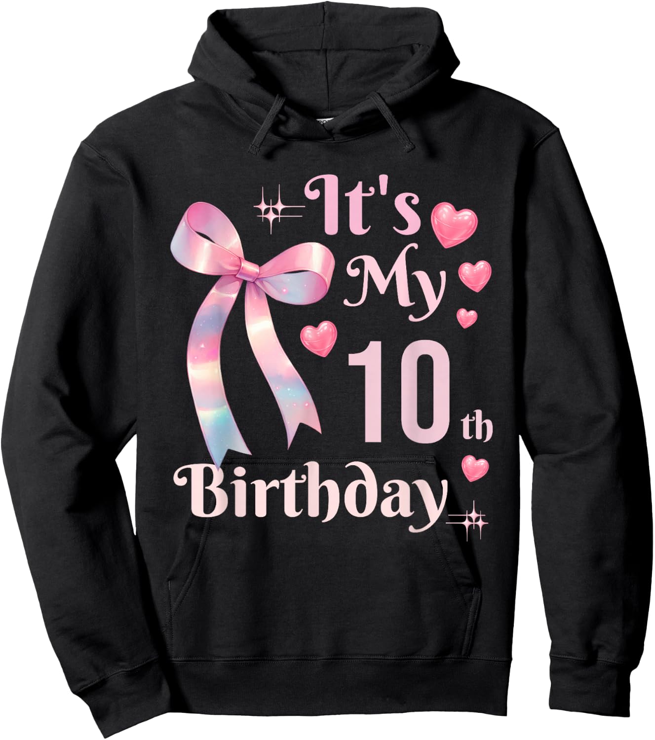 It's My 10th Birthday Coquette Bow 10 Year Old Birthday Girl Hoodie - Hoodie | Black