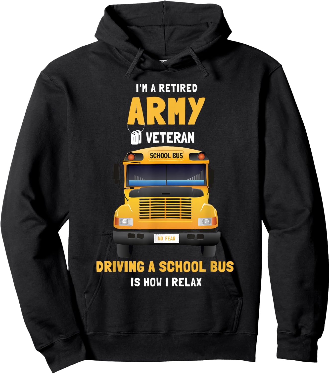 School Bus Diver Retired Army Veteran Hoodie - Hoodie | Black