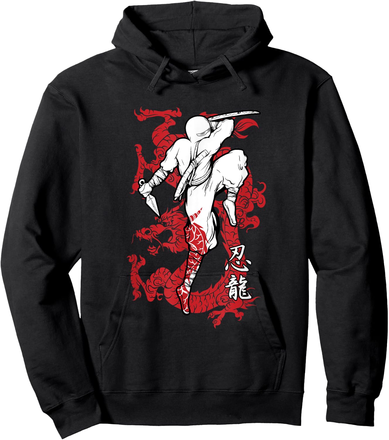 Shinobi ninja and red dragon shirt black Hoodie - Hoodie | Black