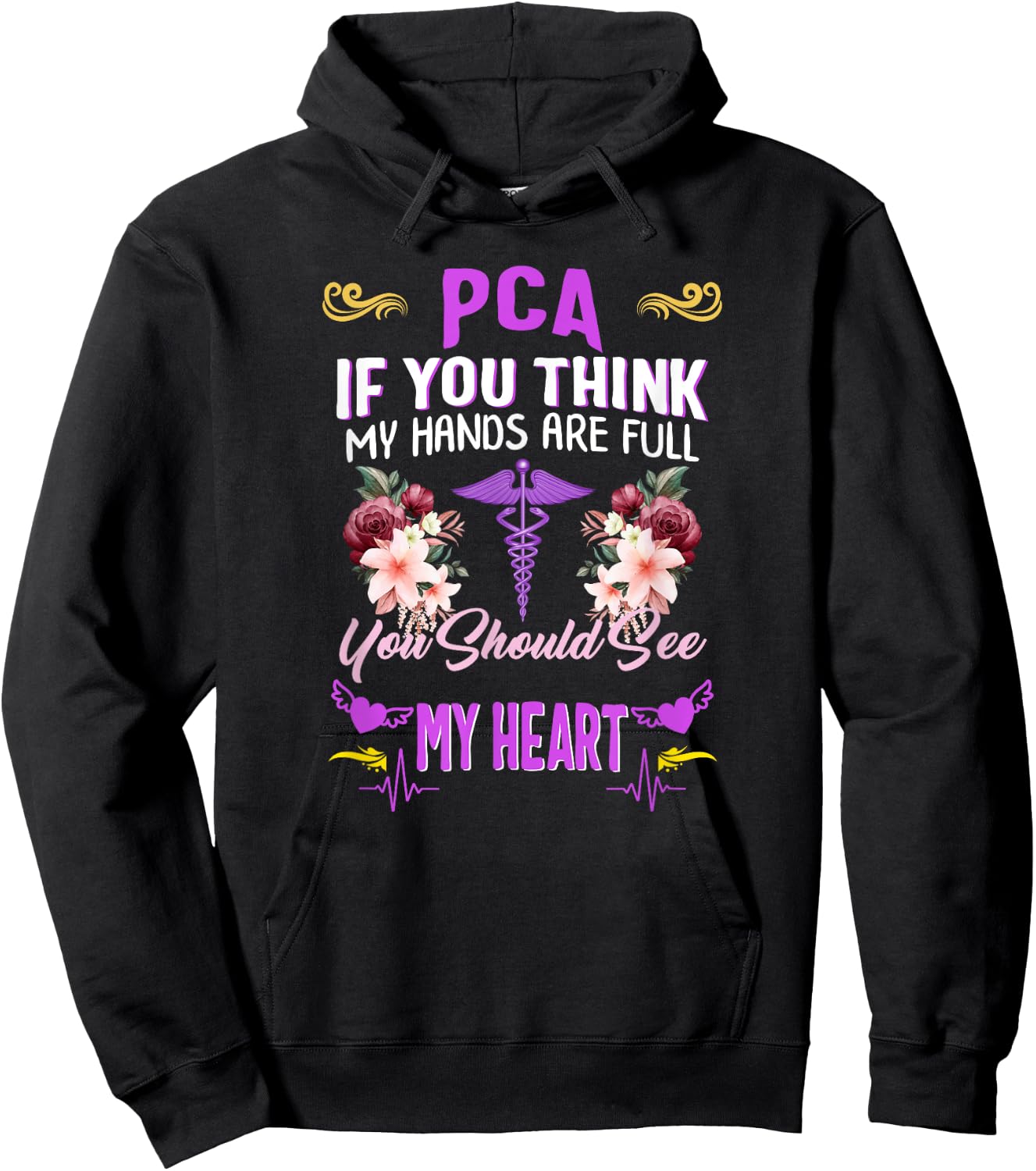 PCA Nurse Heart Nurses Week Nursing Patient Care Assistant Hoodie - Hoodie | Black