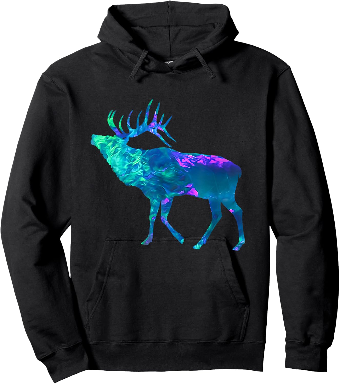 Cyan Blue Violet teal Elk Buck For Animals Lover Hoodie - Hoodie | Black