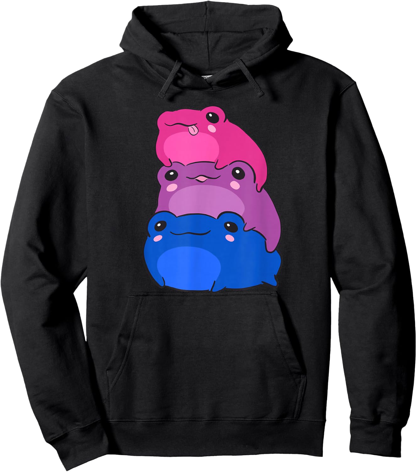 Bisexual Flag Color Frogs Subtle Bi Pride LGBTQ Aesthetic Hoodie - Hoodie | Black