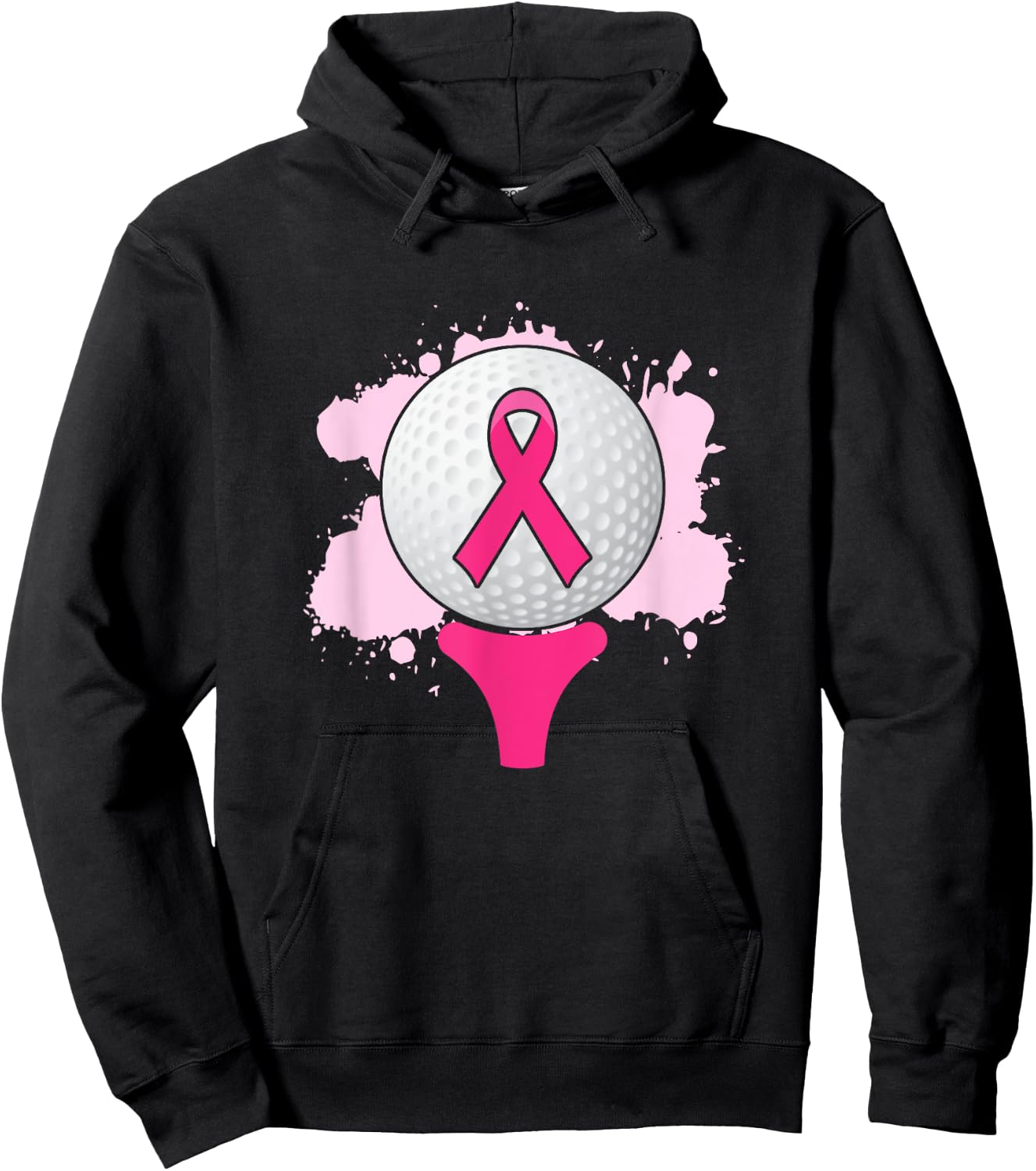 Breast Cancer Awareness Golf Ball Pink Ribbon Hoodie - Hoodie | Black