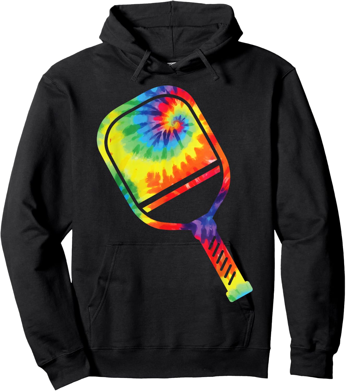 Pickleball Paddle Tie Dye Retro 80s 90s Hoodie - Hoodie | Black