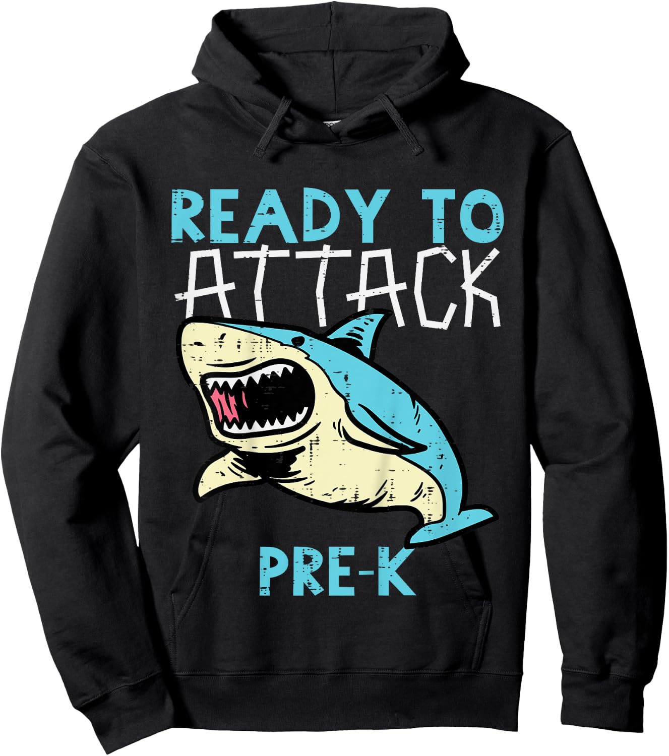 Kids Shark Ready To Attack Pre-K Funny Prek First Day School Boys Hoodie - Hoodie | Black