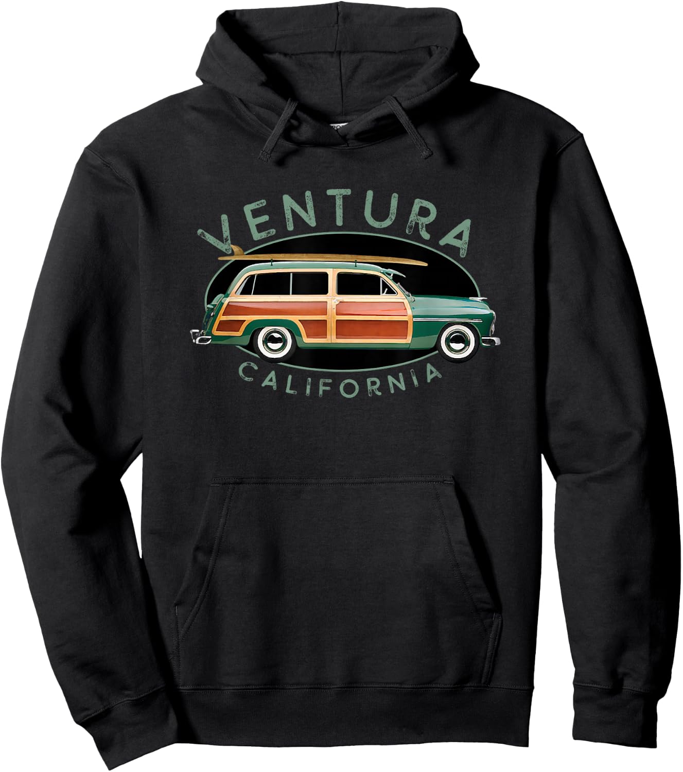 Ventura California Vintage Surfing Hoodie - Hoodie | Black