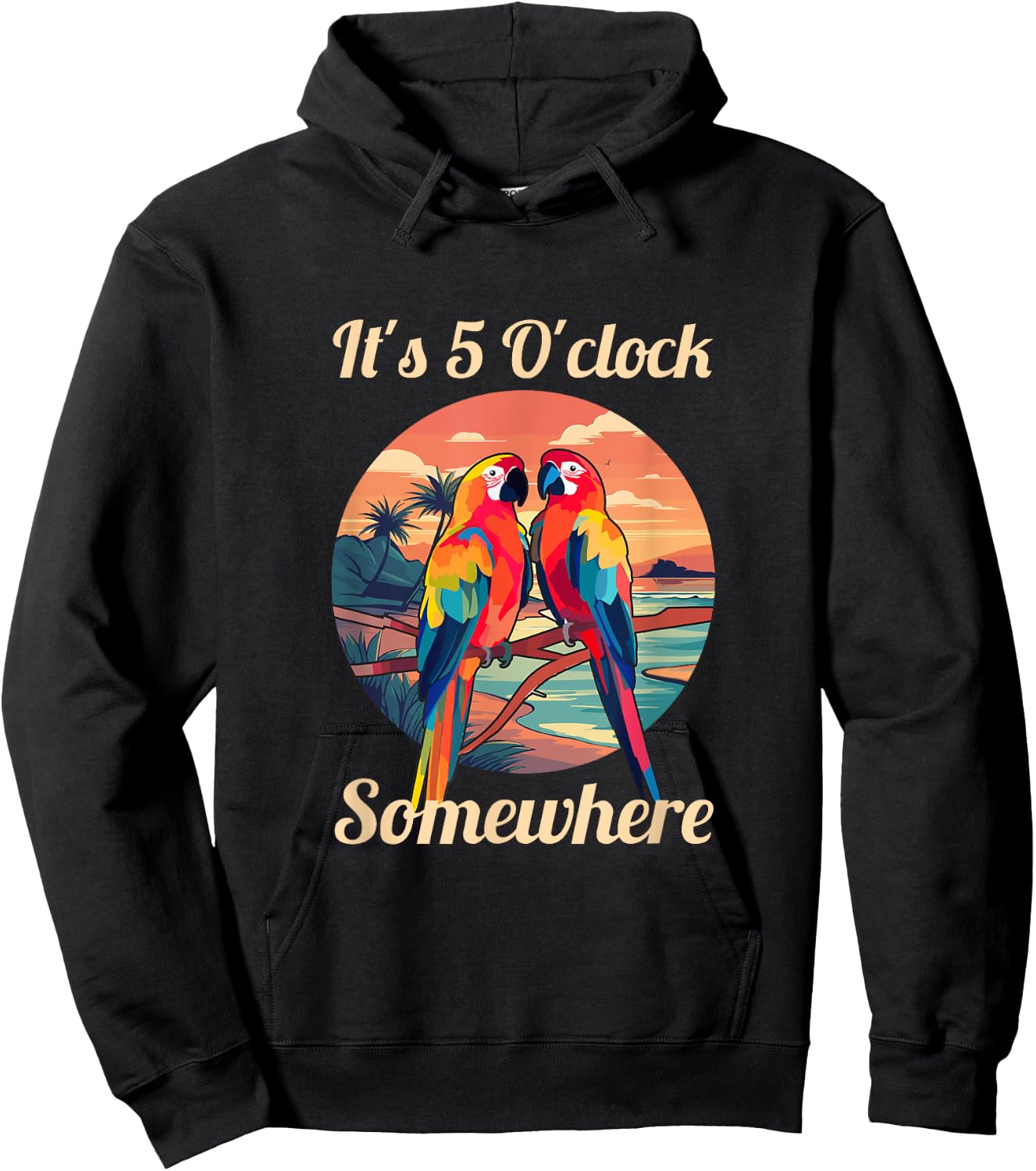 It's 5 O'clock Somewhere Parrot Drunk Margarita Cocktail Tequila Alcoholic Drinks , Small, Black Hoodie - Hoodie | Black