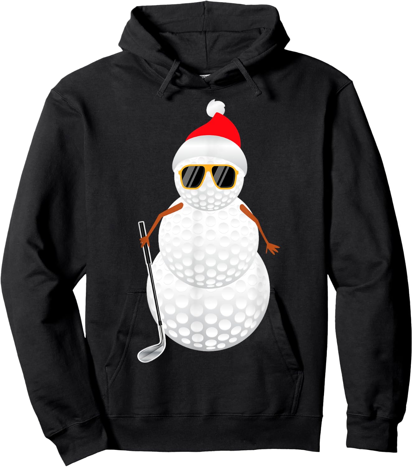 Santa Snowman Golf Ball Christmas Golfer Gift Hoodie - Hoodie | Black
