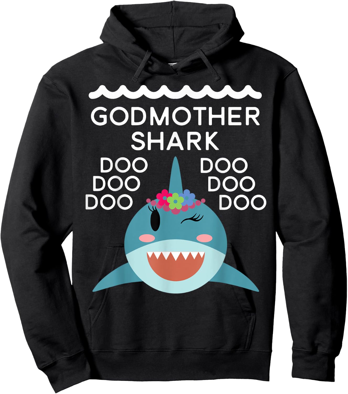 Godmother Shark shirt Matching Family Shirts Shark Hoodie - Hoodie | Black