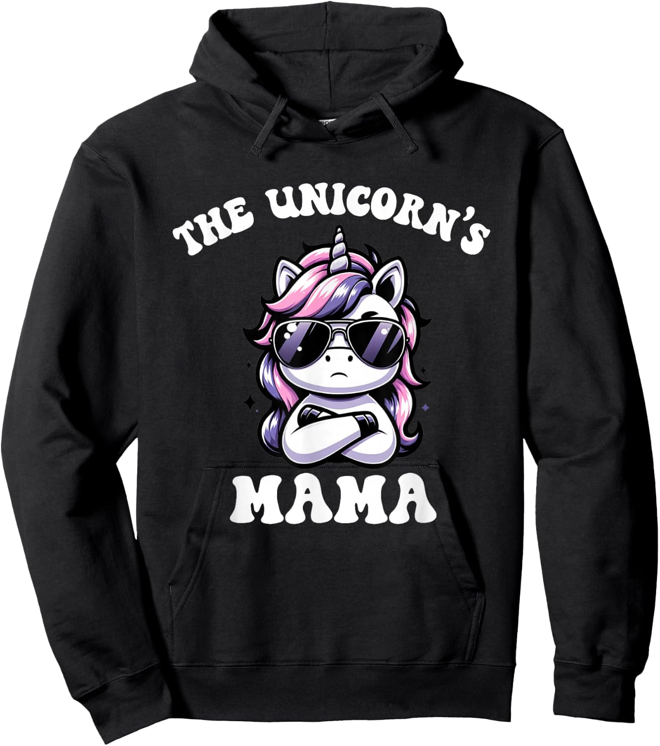 Cute Kawaii Unicorn Birthday Mama Mom Hoodie - Hoodie | Black