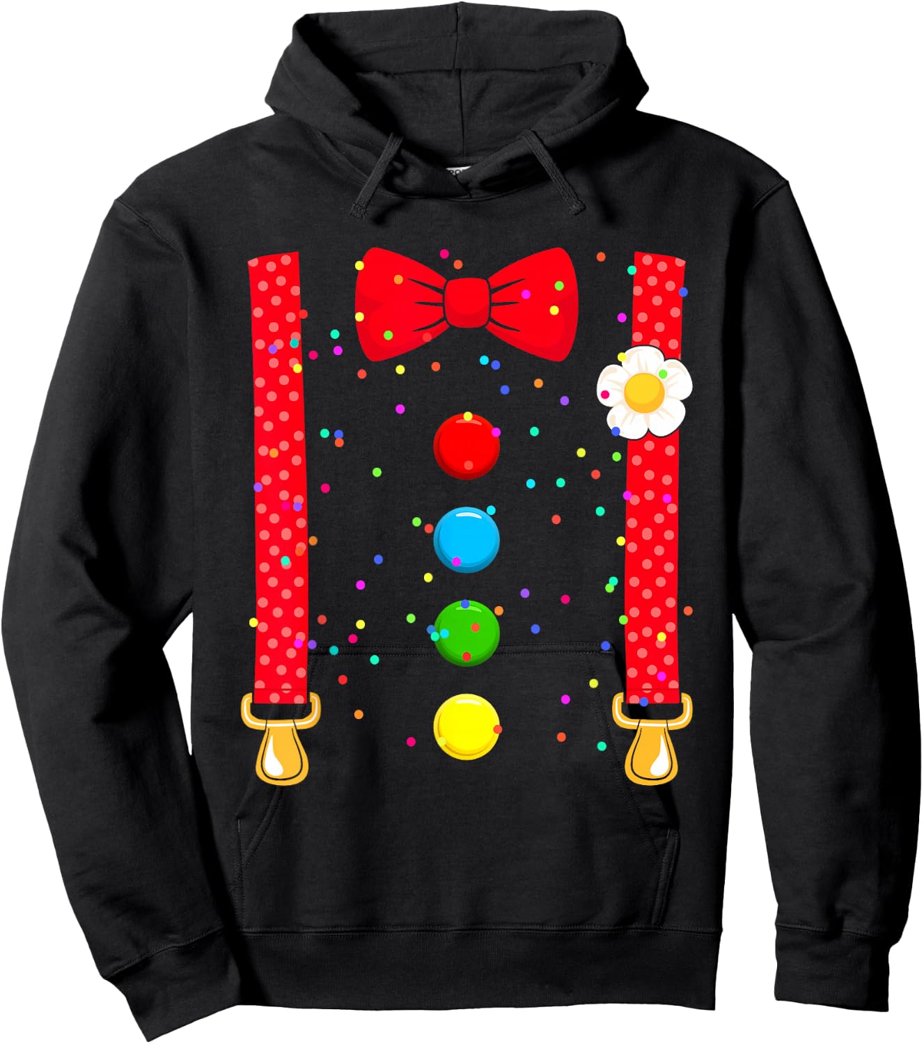 Clown Costume with Braces Bow Tie for Carnival Fancy Dress , black Hoodie - Hoodie | Black