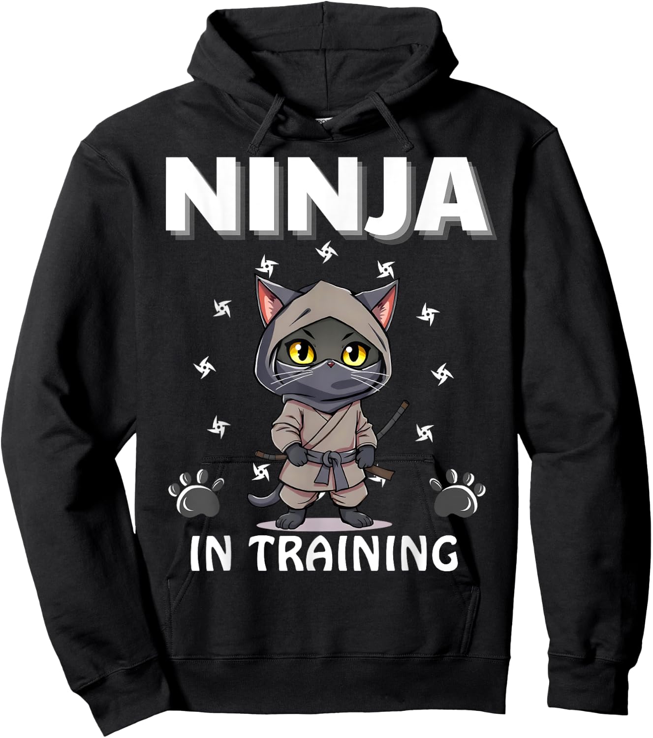 Ninja In Training Cute Cat Funny Birthday Ninjas Boys Girls Hoodie - Hoodie | Black