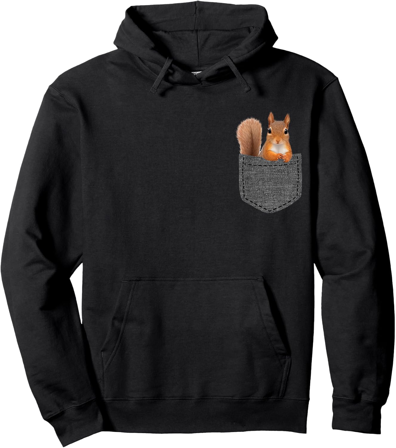 Squirrel in Pocket Hoodie - Hoodie | Black