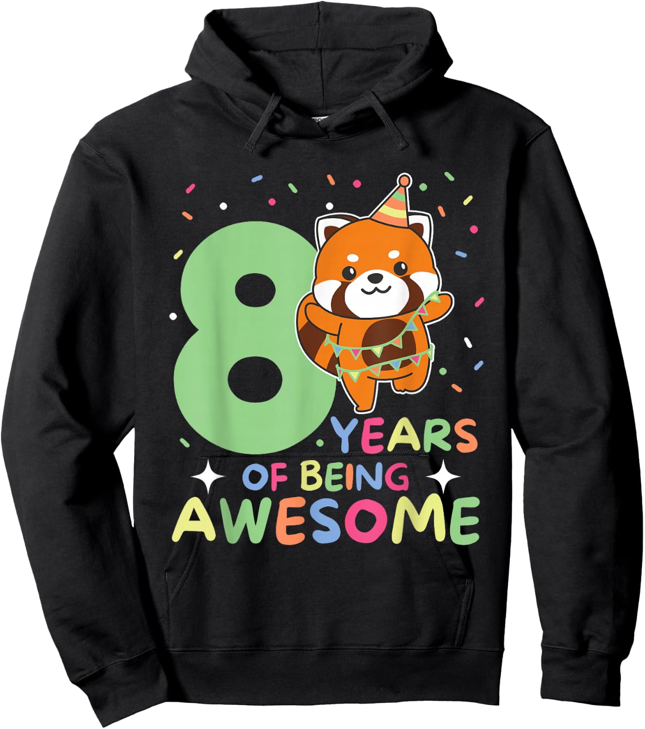 Red Panda 8th Birthday Children 8 Years Old Red Panda Hoodie - Hoodie | Black