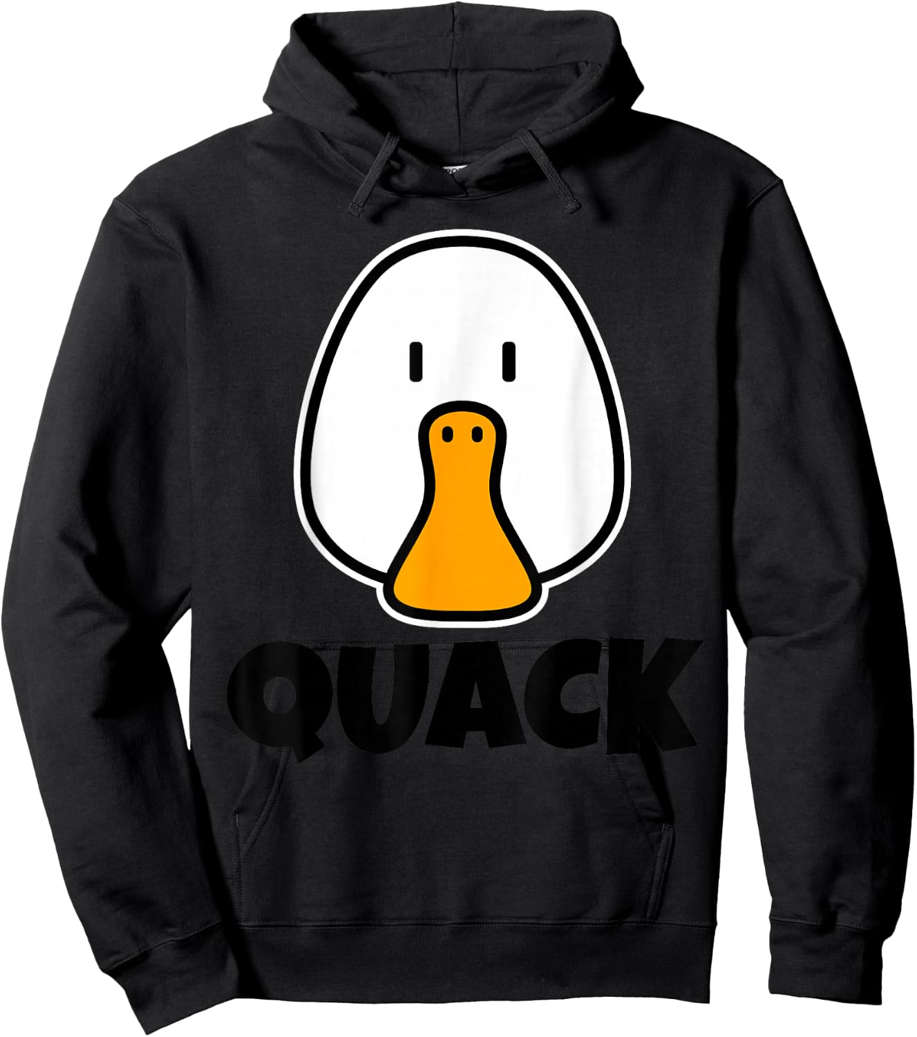 QUACK Cute Childrens Ducks Design for Kids Cartoon Duck Face Hoodie - Hoodie | Black