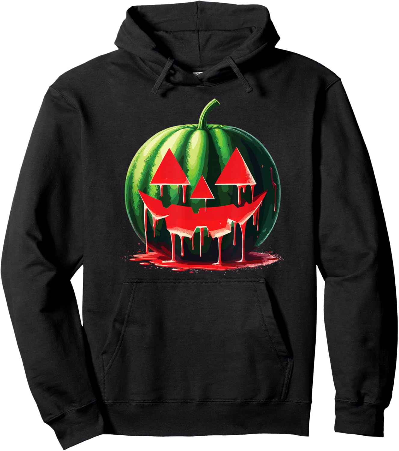 Spooky Summer Food Dripping Watermelon Jack O Lantern Men Women Hoodie - Hoodie | Black