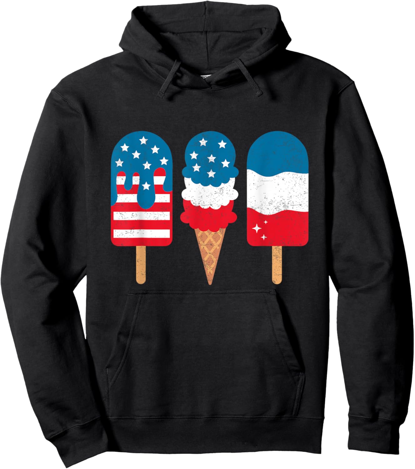 4th Of July Popsicle Red White Blue American Flag Patriotic Women Girls Kids Men Hoodie - Hoodie | Black