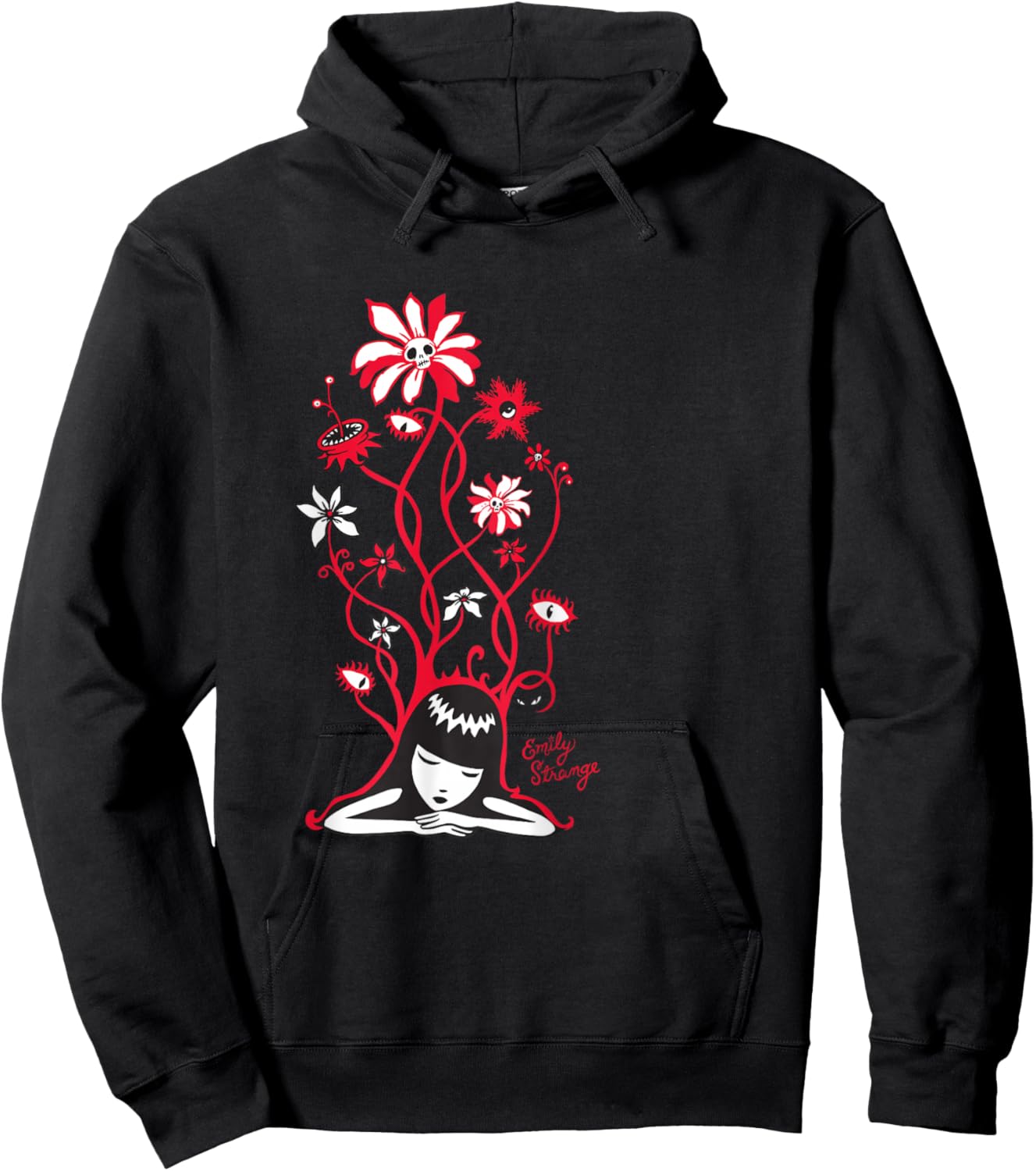 Emily The Strange Flower Power Cat Nap Hoodie - Hoodie | Black
