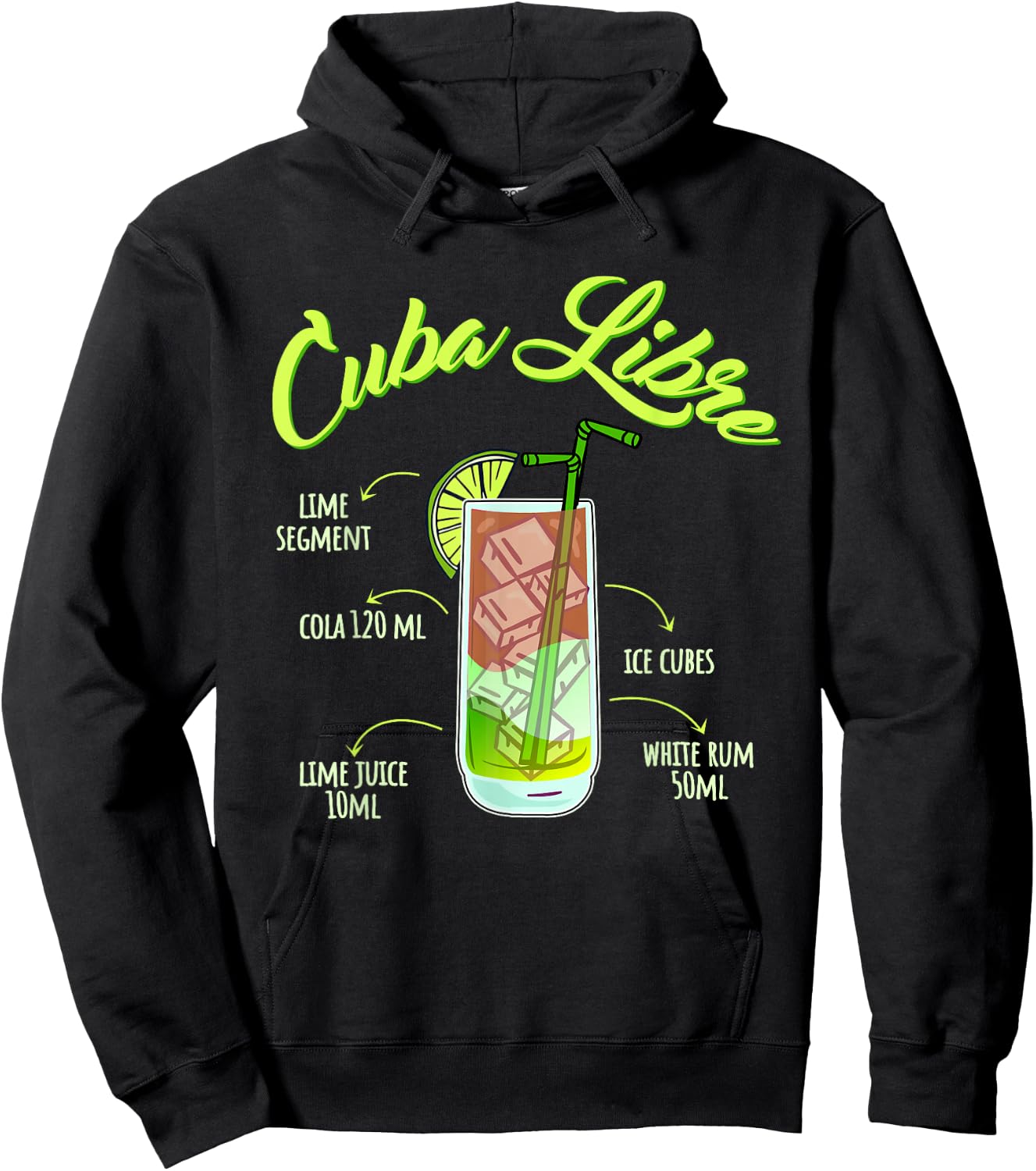 Most Famous Rum Drink Cuba Libre , black Hoodie - Hoodie | Black