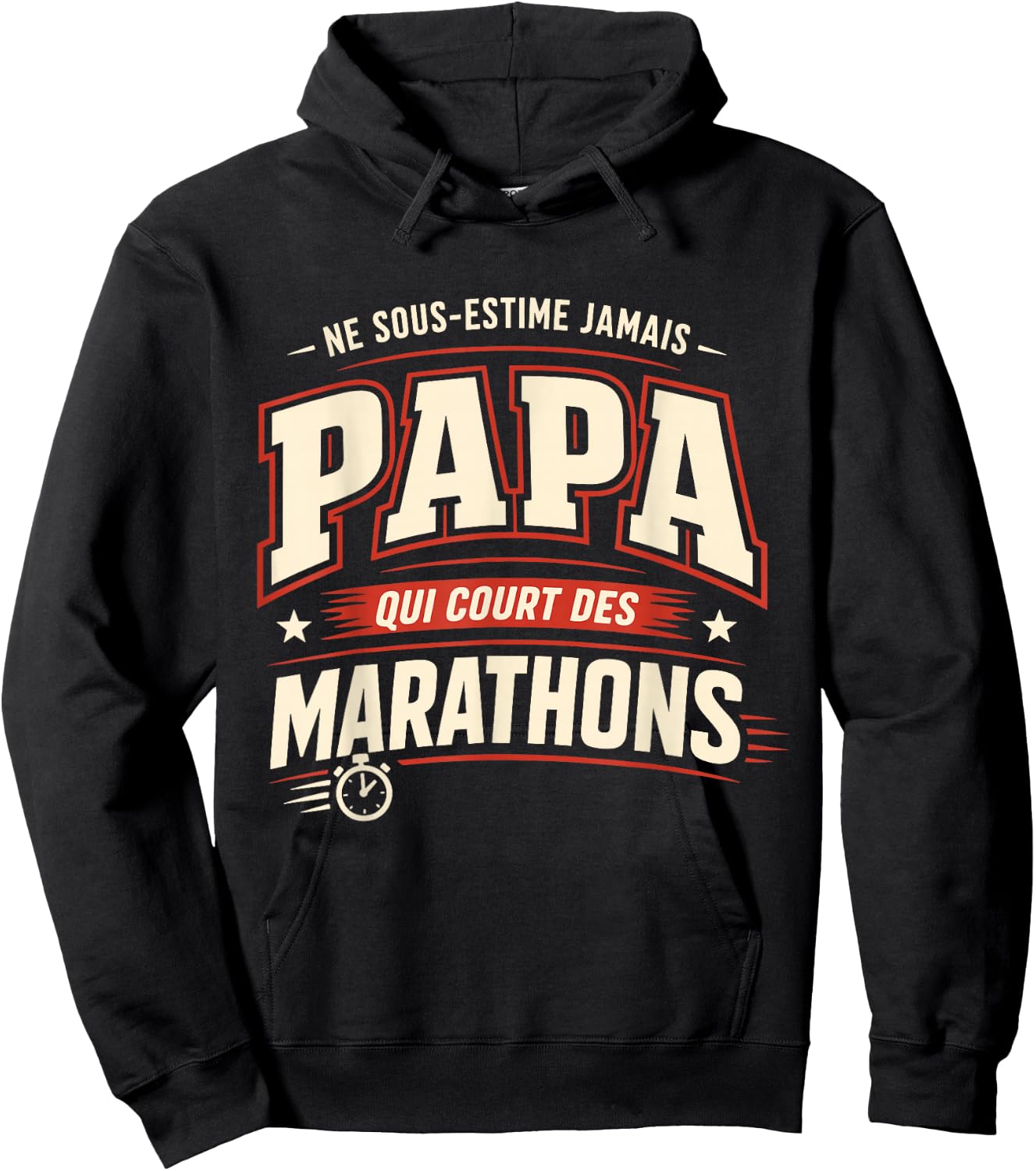 Papa Marathon Humour Cadeau Coureur Homme Running Hoodie - Hoodie | Black