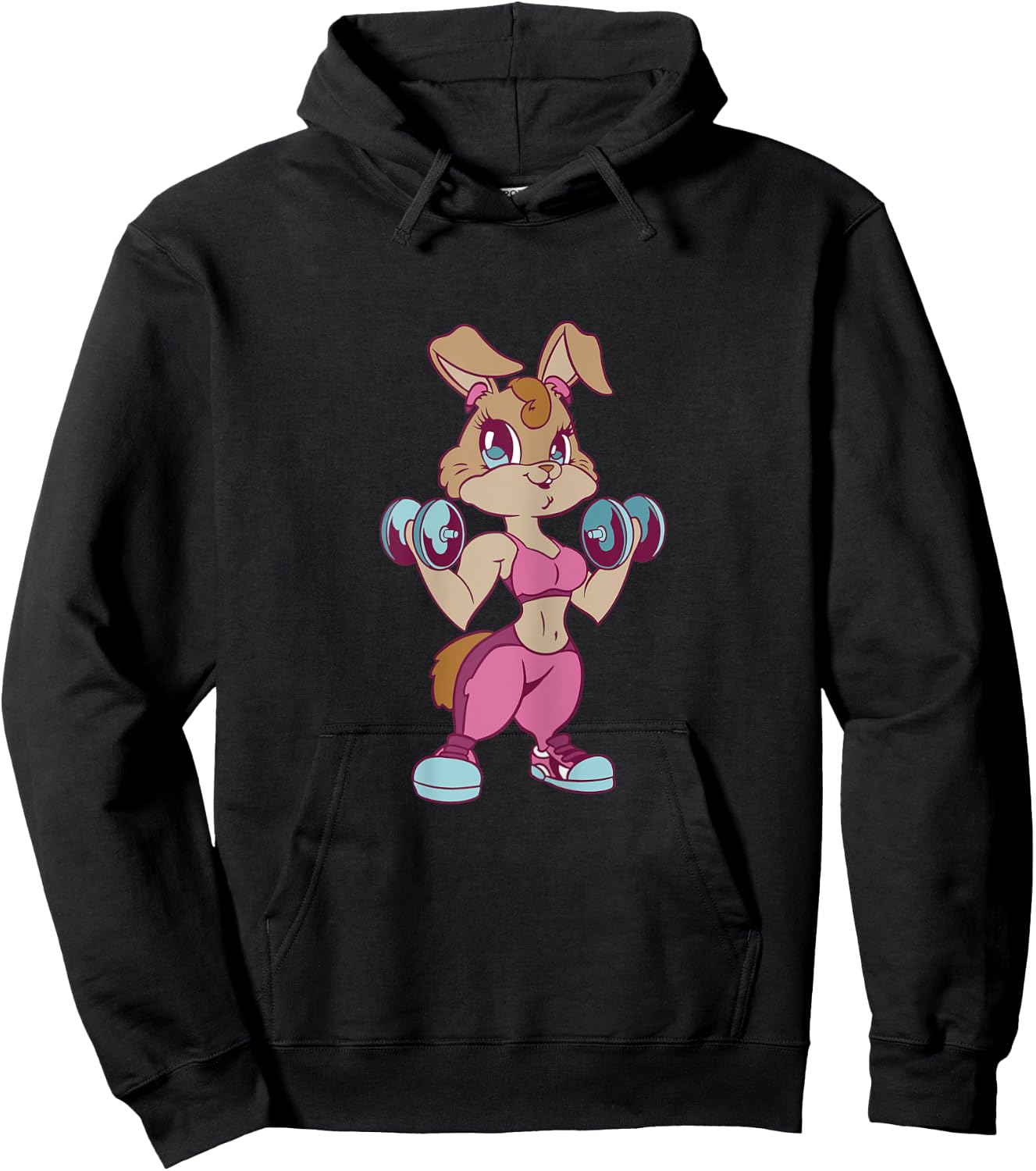 Women's Gymbunny Pretty Fitness Rabbit Woman Bunny Gym Workout , black Hoodie - Hoodie | Black