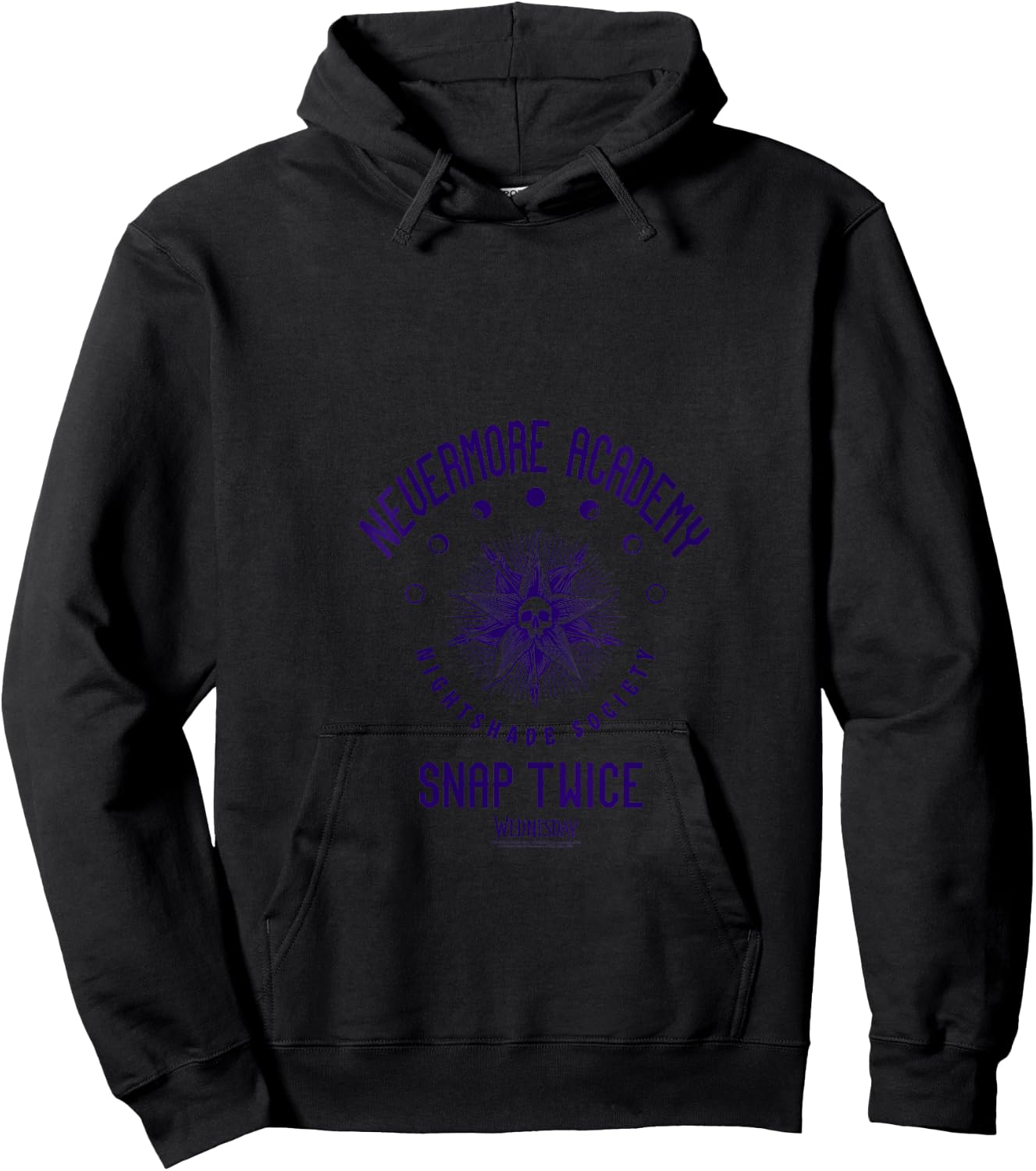 Wednesday Nevermore Academy Snap Twice Celestial Collegiate V-Neck Hoodie - Hoodie | Black