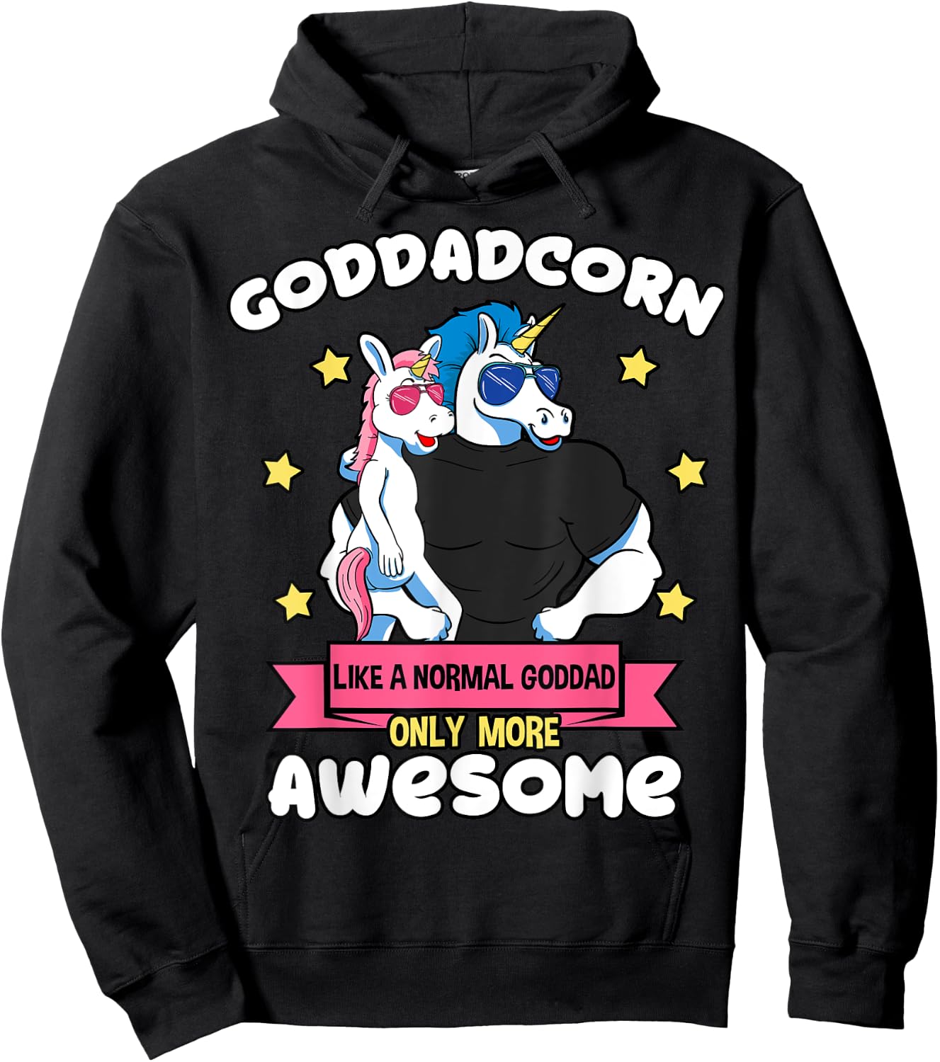 Goddadcorn 1 Kid Father's Day Goddad Unicorn Goddaughter Hoodie - Hoodie | Black