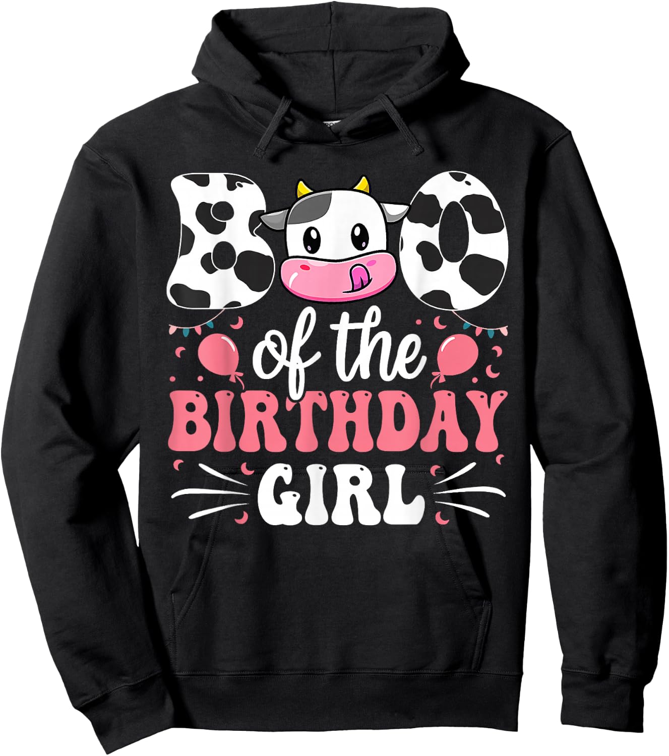 Brother Of The Birthday Girl Cow Family Matching 1st Hoodie - Hoodie | Black