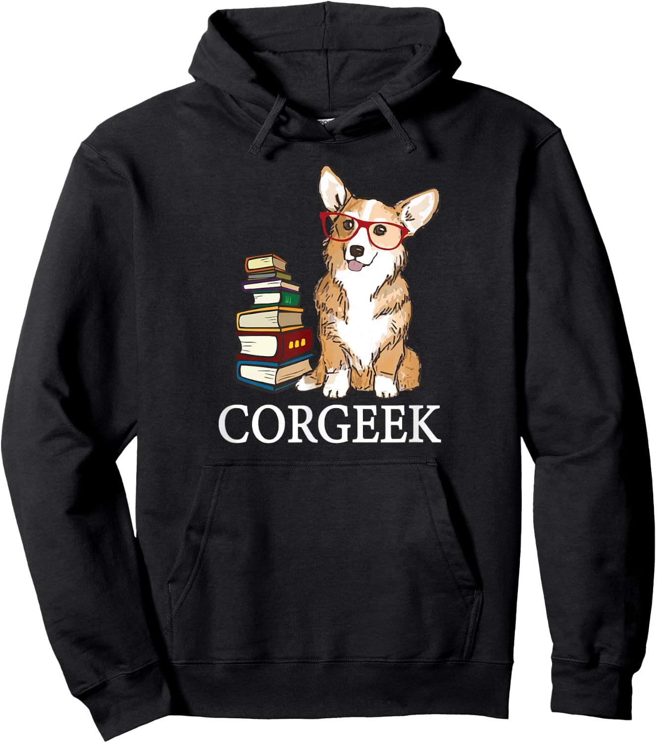 Funny Nerdy Glasses Corgeek Pembroke Welsh Corgi Dog Lover Hoodie - Hoodie | Black