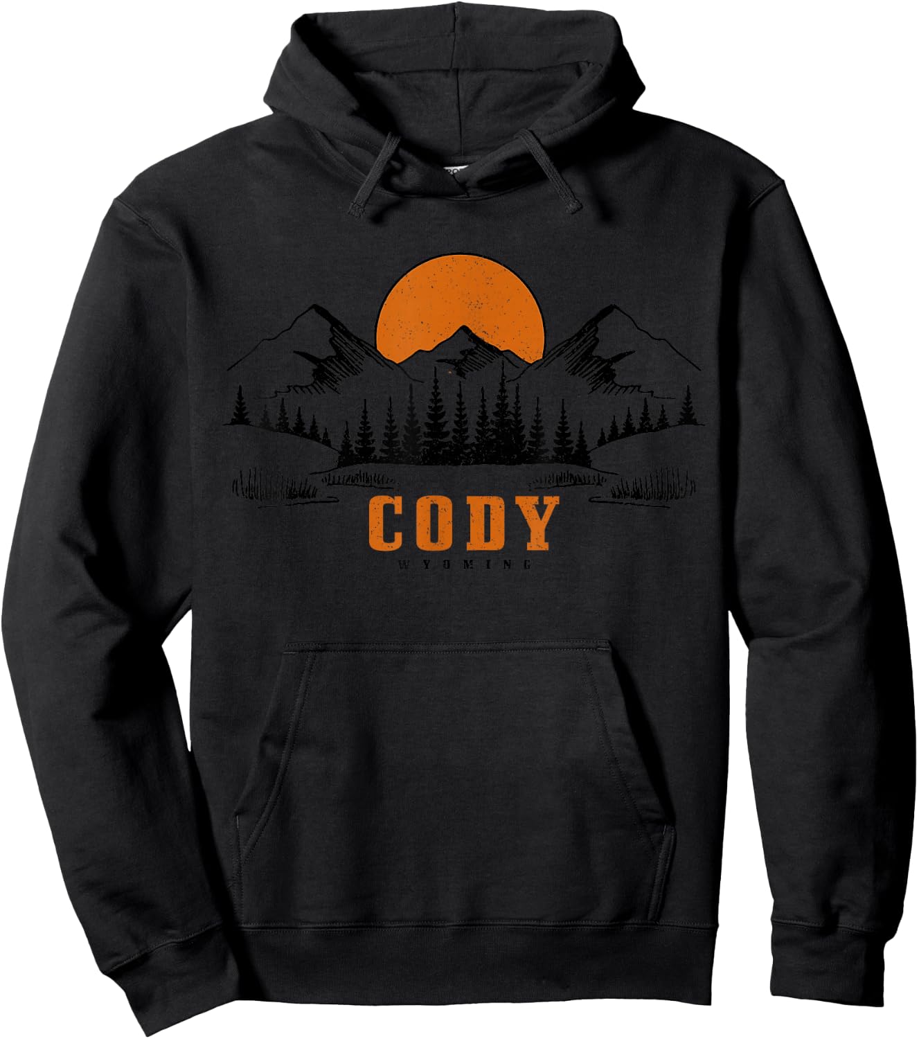 Cody Wyoming Vintage Mountains USA America Souvenir Hoodie - Hoodie | Black