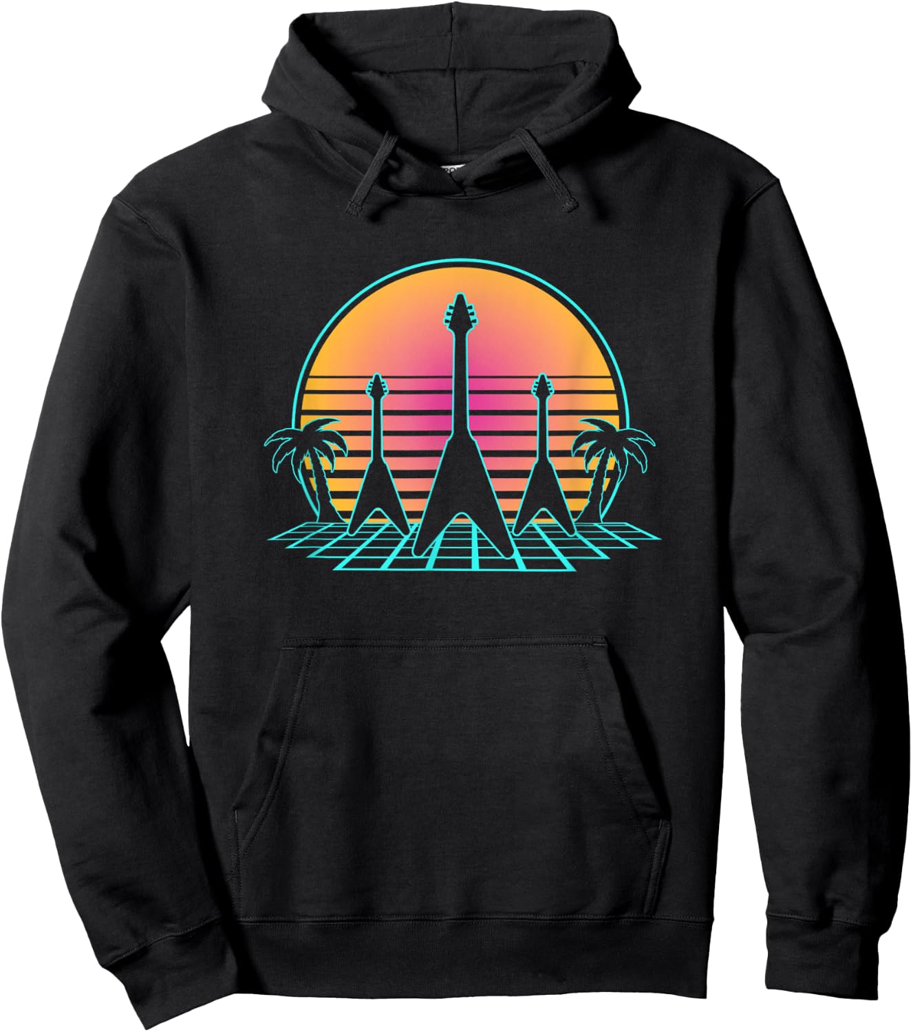 Guitar Flying V Rock Guitarist Heavy Band Music Gift Solo Hoodie - Hoodie | Black