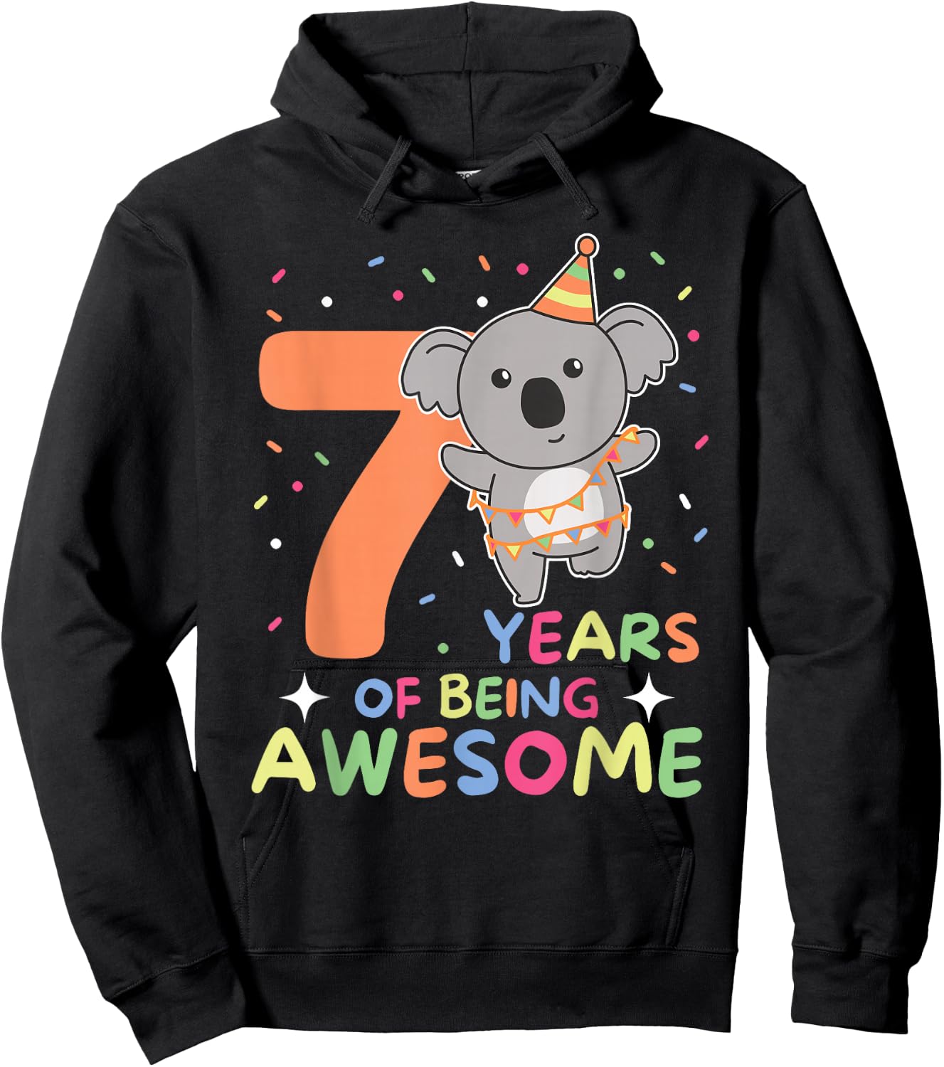 Koala For 7th Birthday Kids Seven Year Old Koala Hoodie - Hoodie | Black