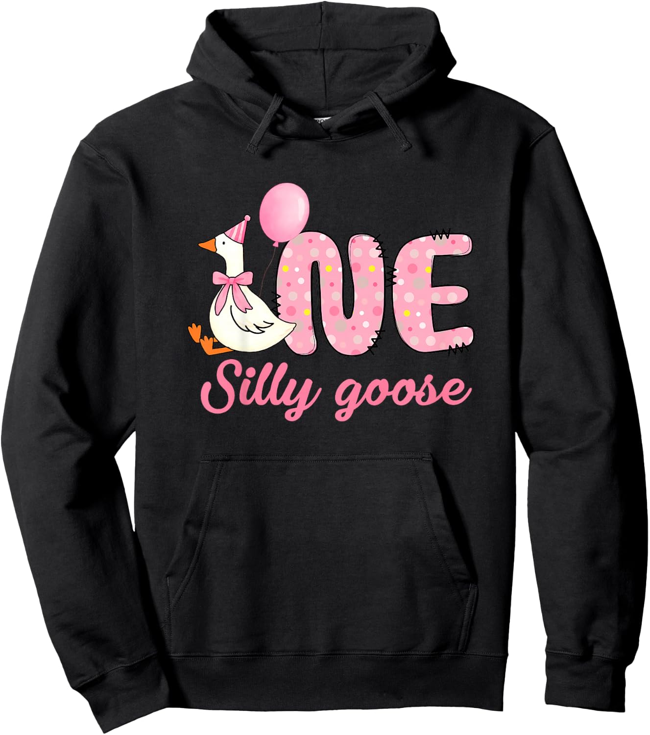 Kids 1st Birthday Silly Goose First Birthday Girl One Silly Goose Hoodie - Hoodie | Black