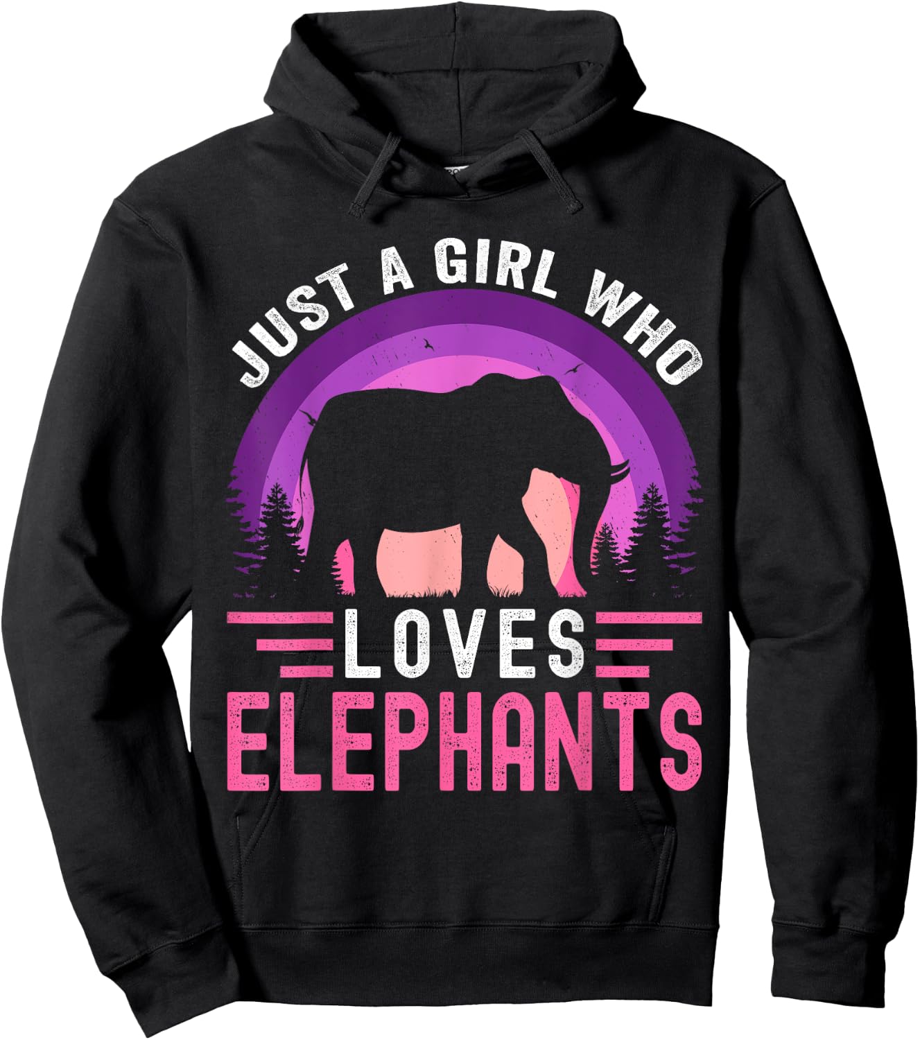 Just A Girl Who Loves Elephants Retro Vintage Elephant Hoodie - Hoodie | Black