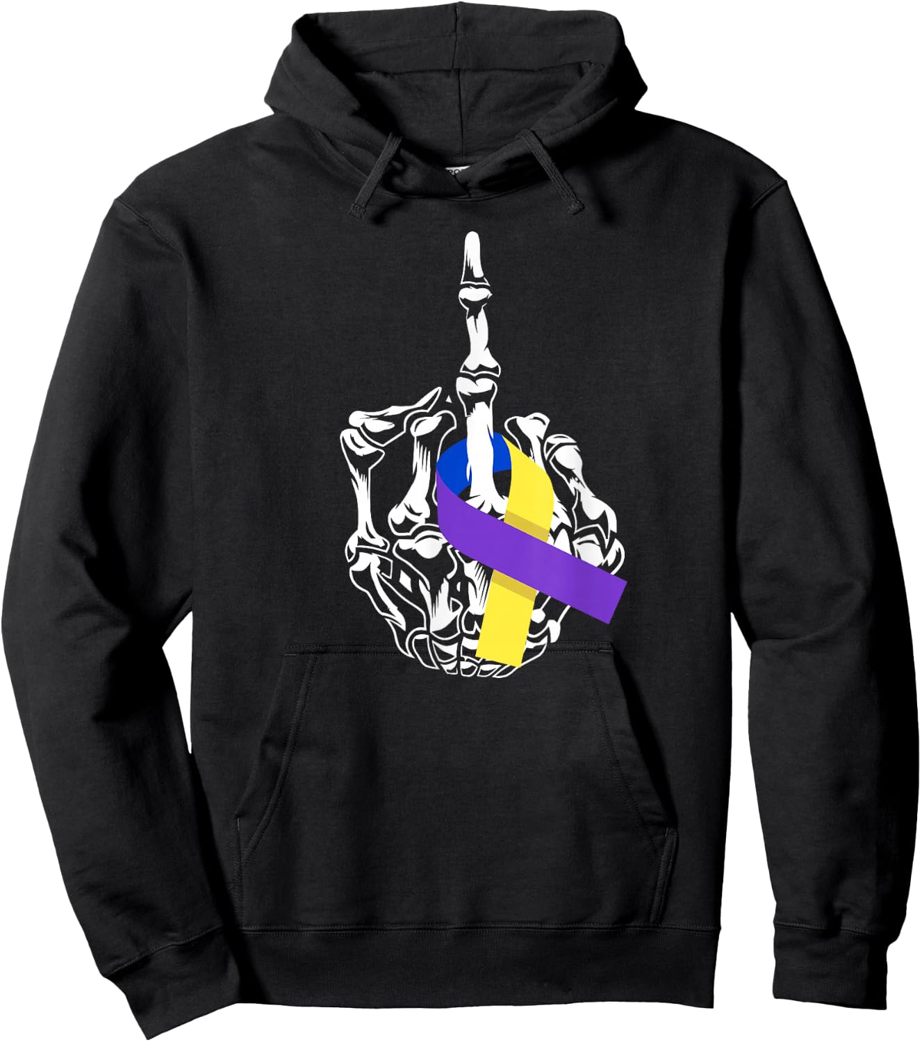 Fuck Bladder Cancer Middle Finger Bladder Cancer Awareness Hoodie - Hoodie | Black
