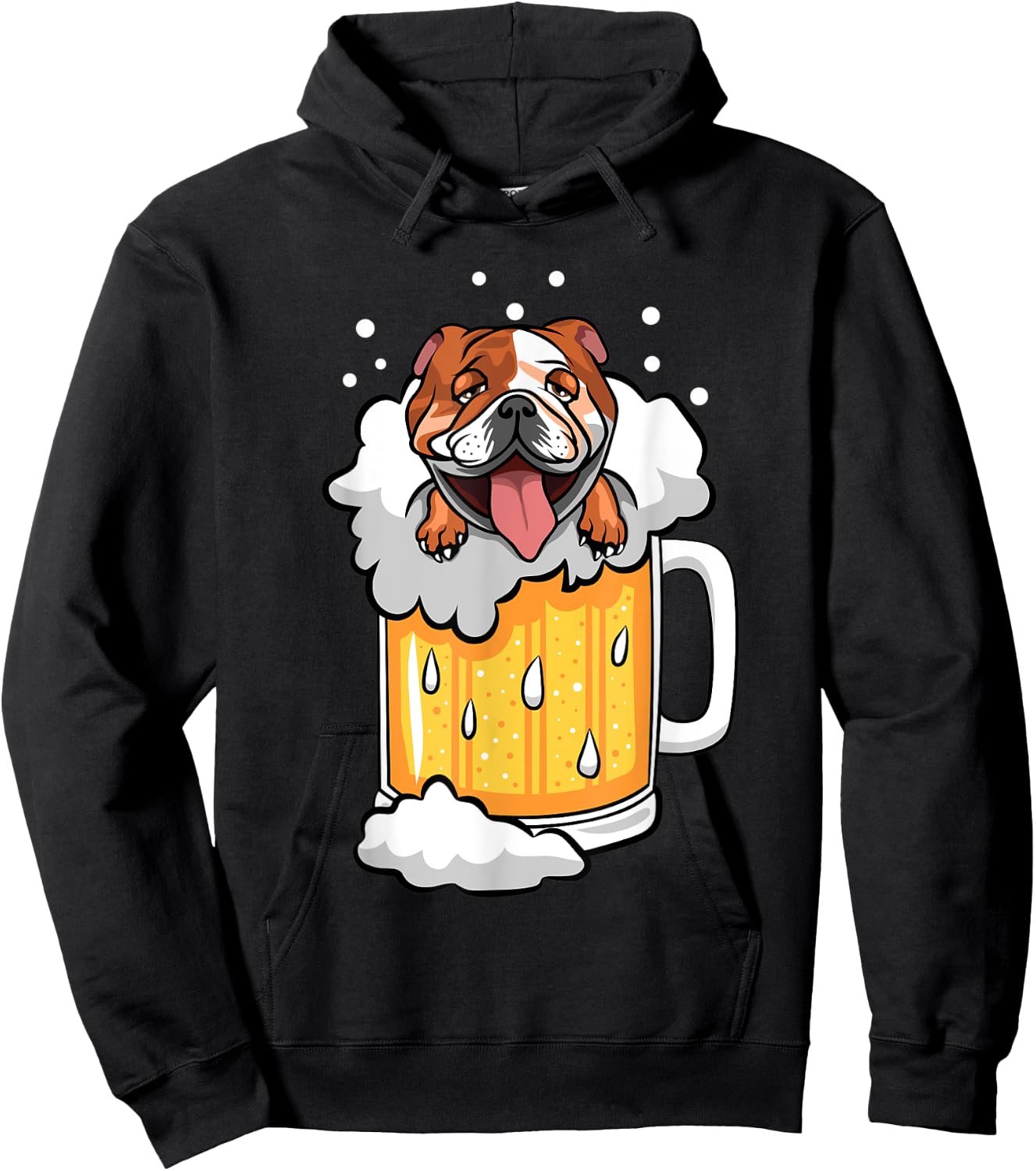 Funny English Bulldog drunk in Beer Hoodie - Hoodie | Black