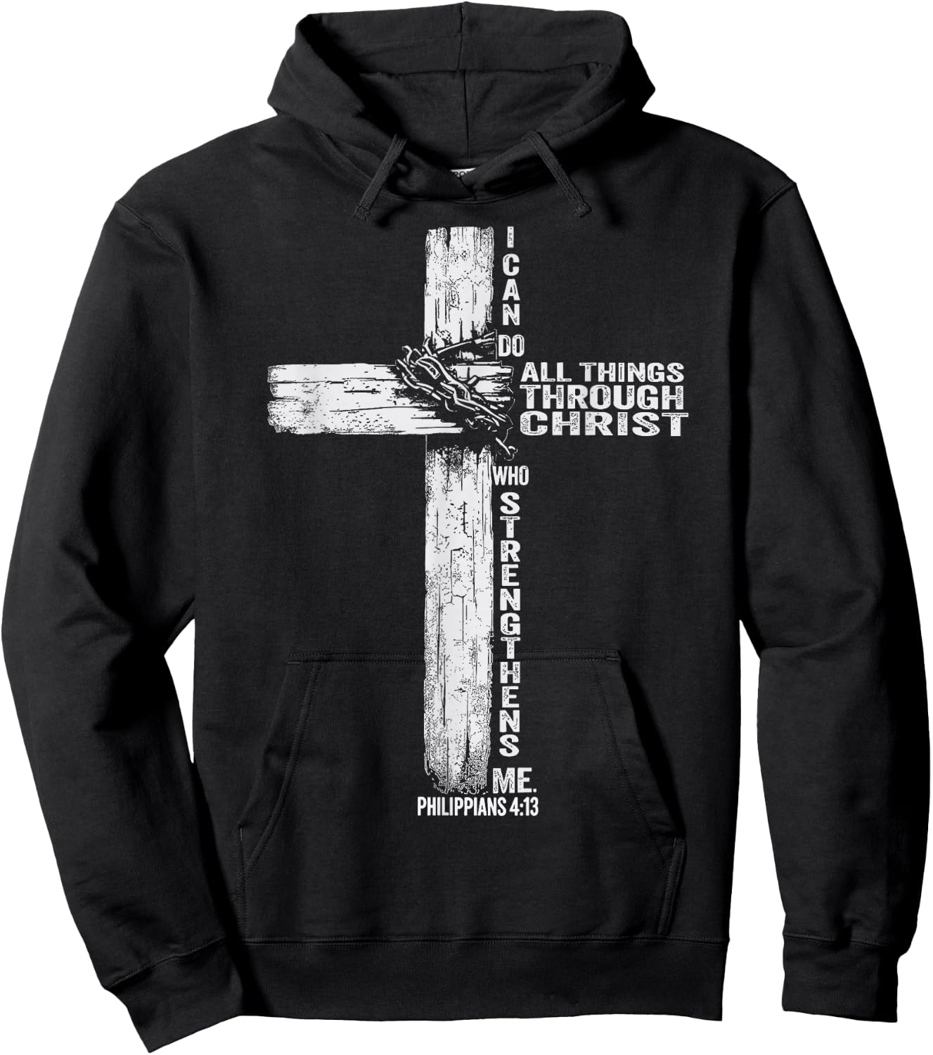 I Can Do All Things Through Christ Who Strengthens Me Cross Hoodie - Hoodie | Black