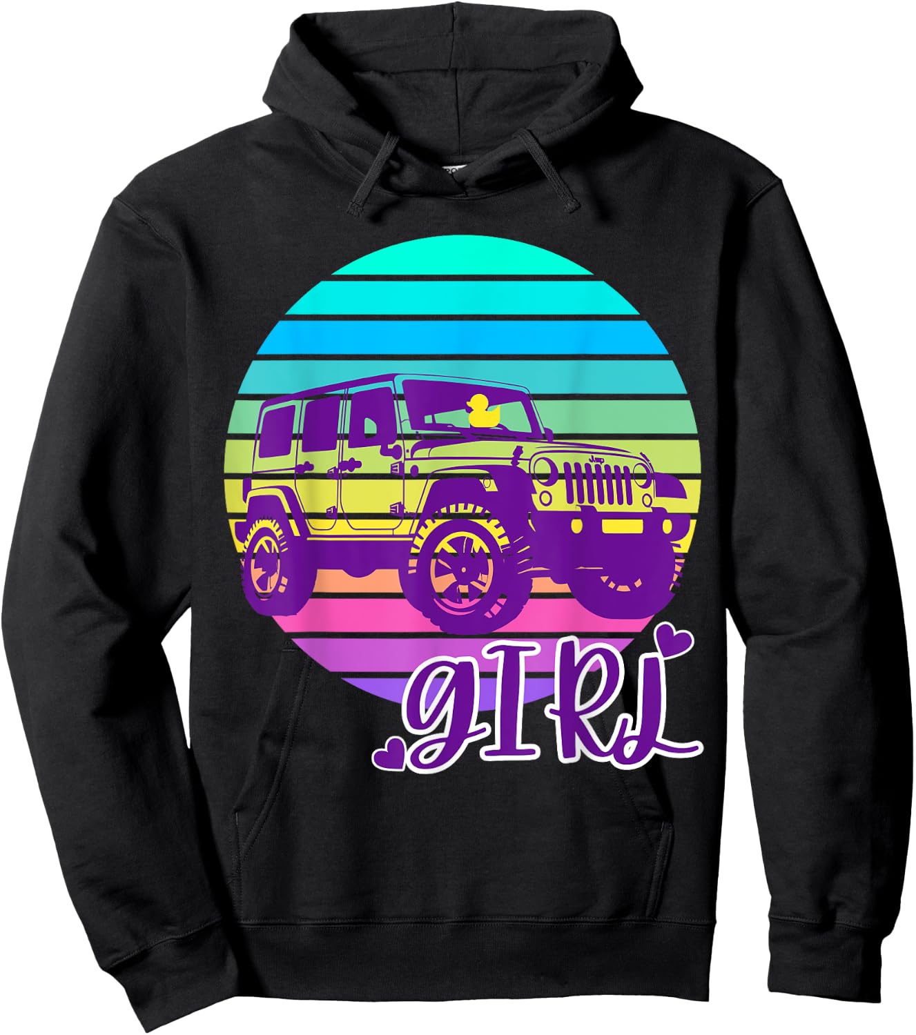 Cute Just A Girl Who Loves Off-Road SUV's Duck Tagging Fun Hoodie - Hoodie | Black