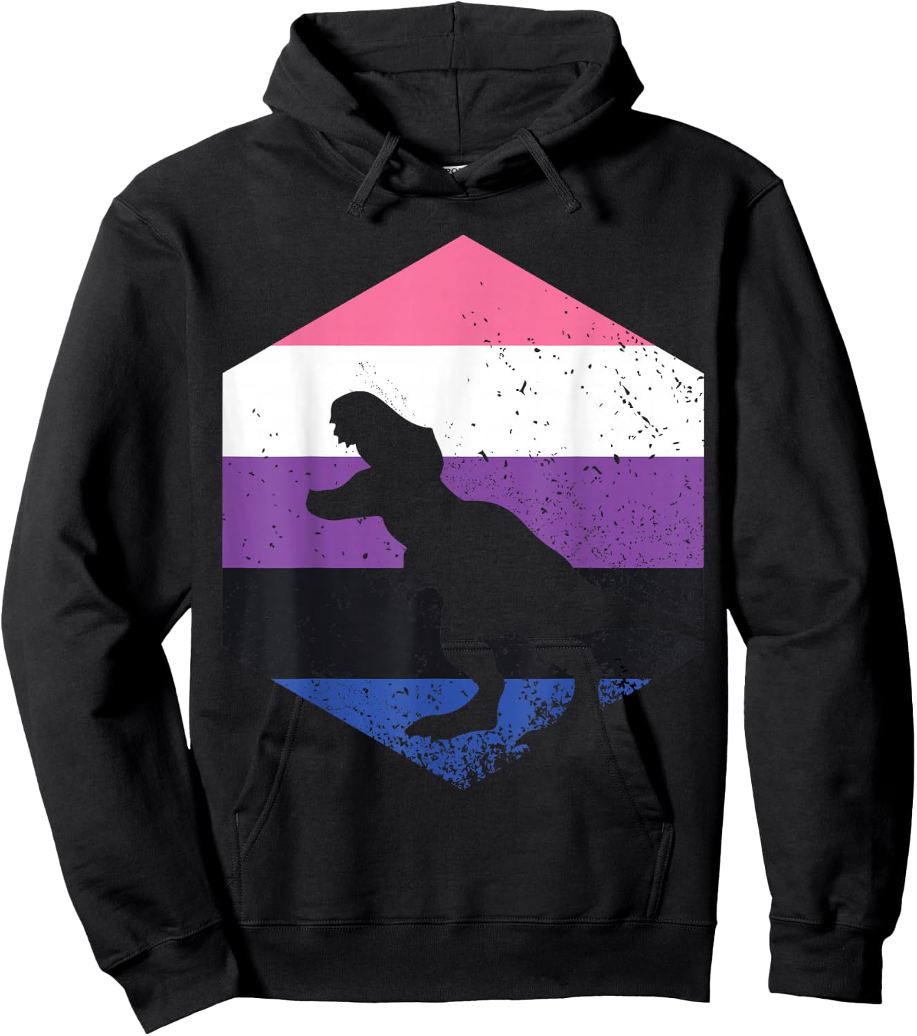 Genderfluid Flag Dinosaur Hoodie - Hoodie | Black