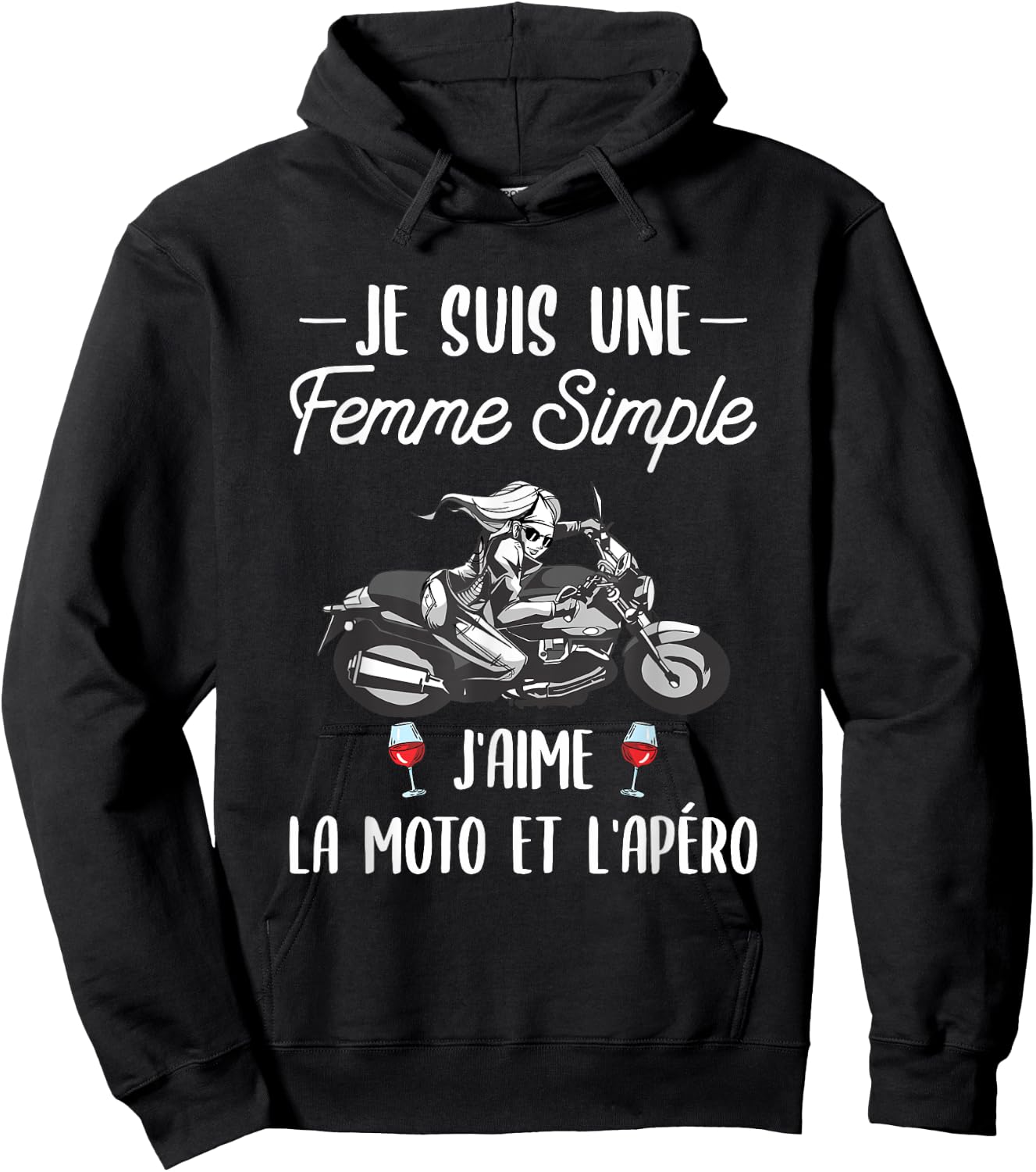 Motorcycle Gift A Woman Amateur Motorcycle And Aperitif , Black Hoodie - Hoodie | Black