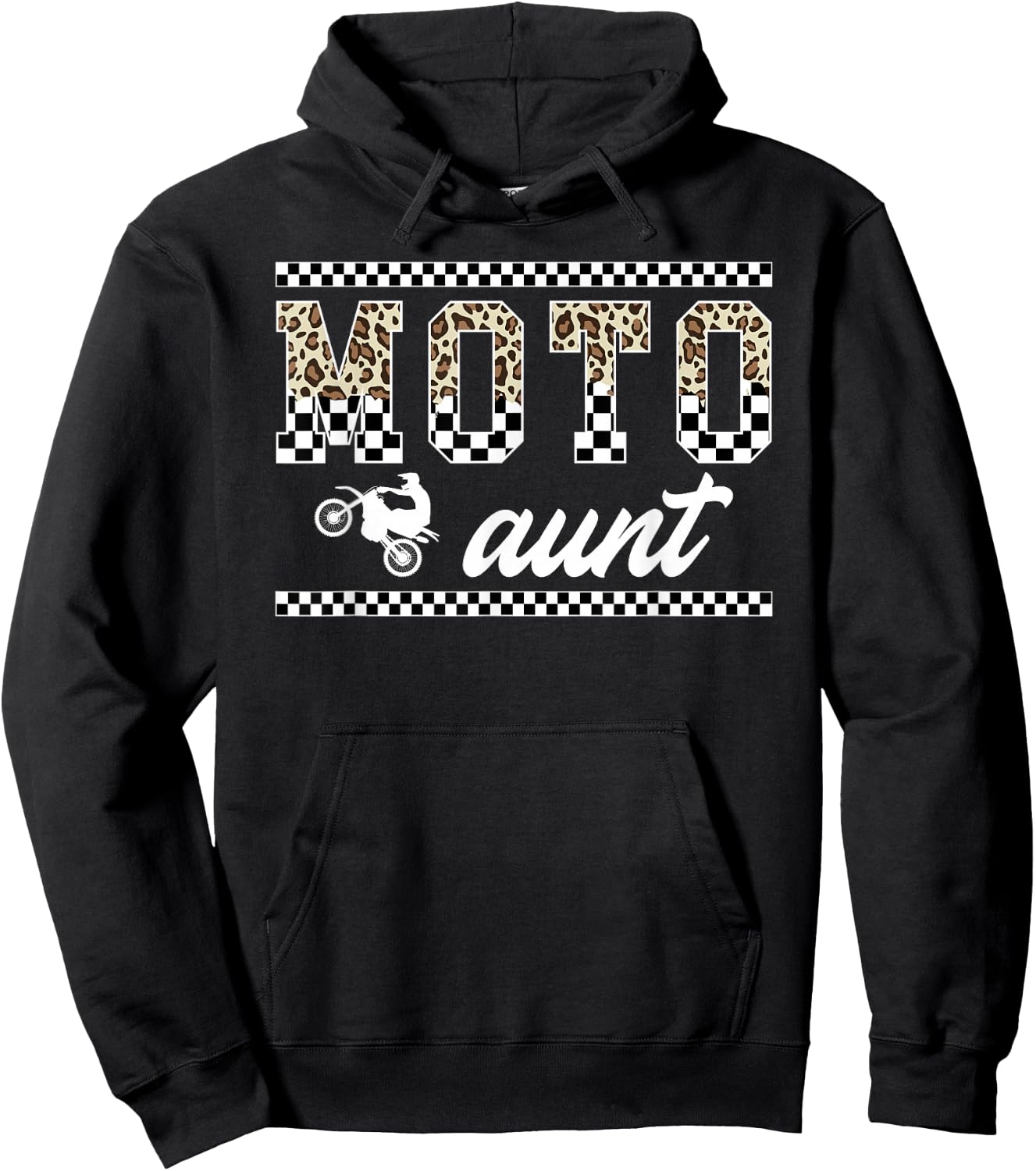 Moto Aunt Leopard Motocross Aunt Of A Motocross Rider Auntie Hoodie - Hoodie | Black