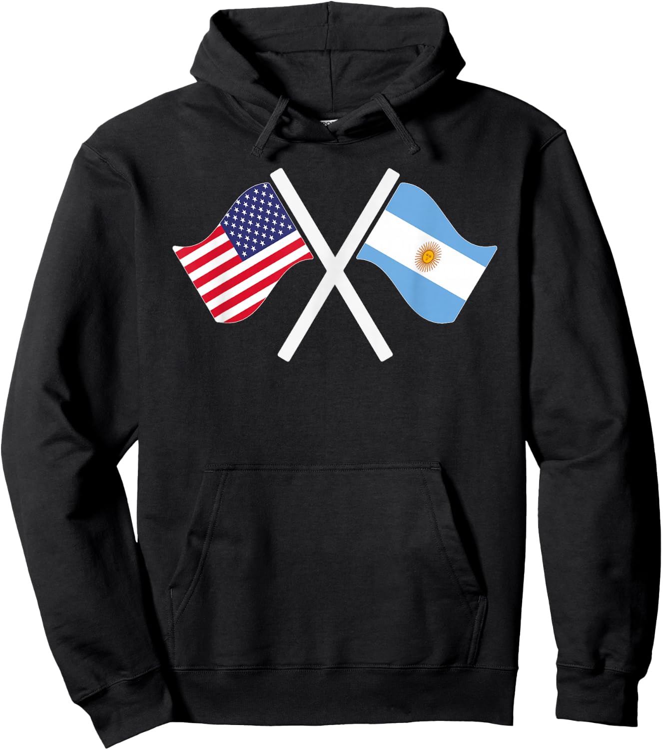 USA and Argentina Crossed Flags Dual Roots Hoodie - Hoodie | Black