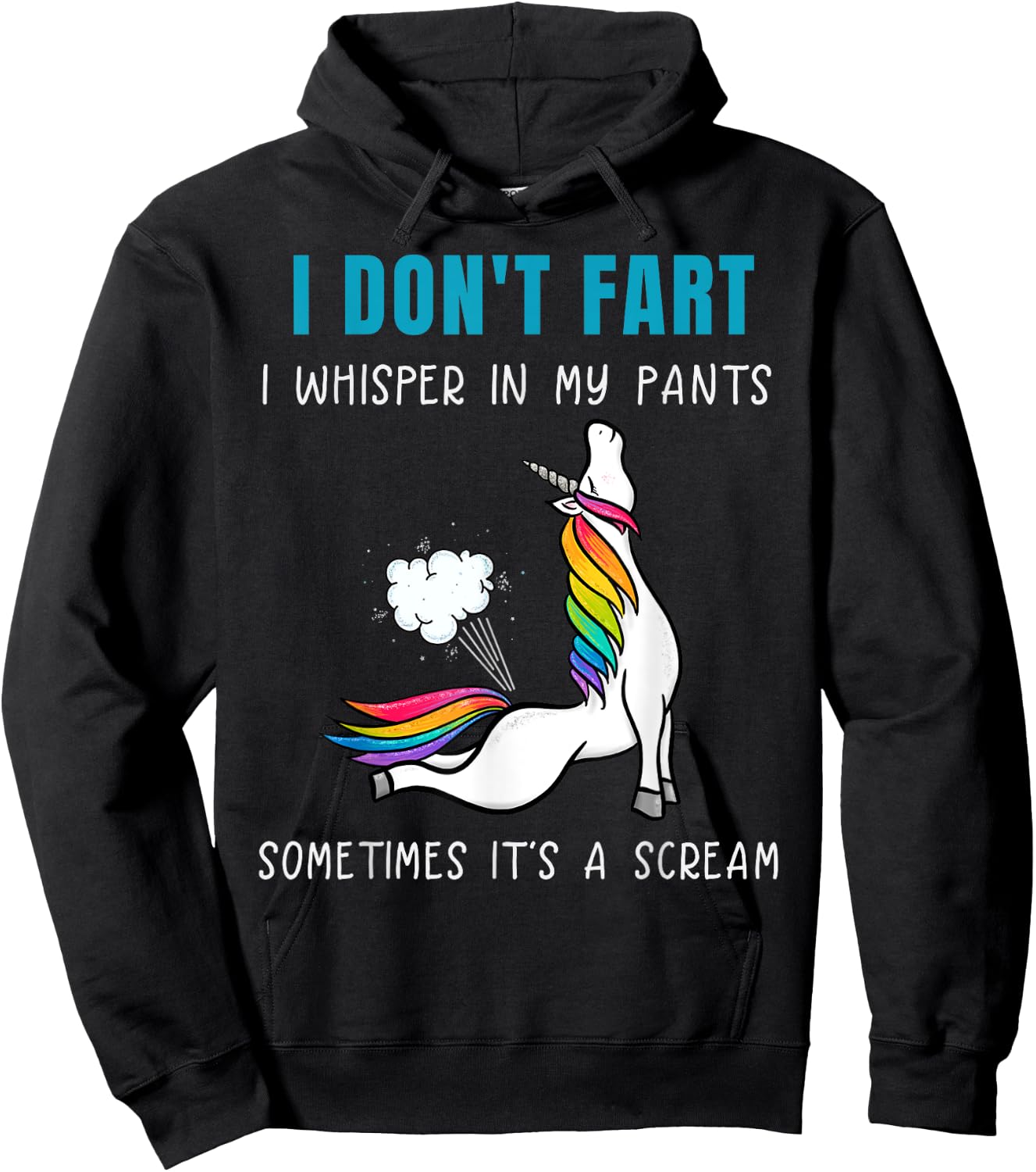 Funny Rainbow Unicorn I Don't Fart Whisper In Pants Hoodie - Hoodie | Black