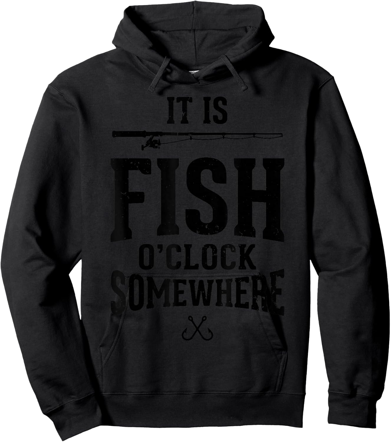 Fish O'Clock Somewhere Bass Fishing Humor Angler Fisherman Hoodie - Hoodie | Black
